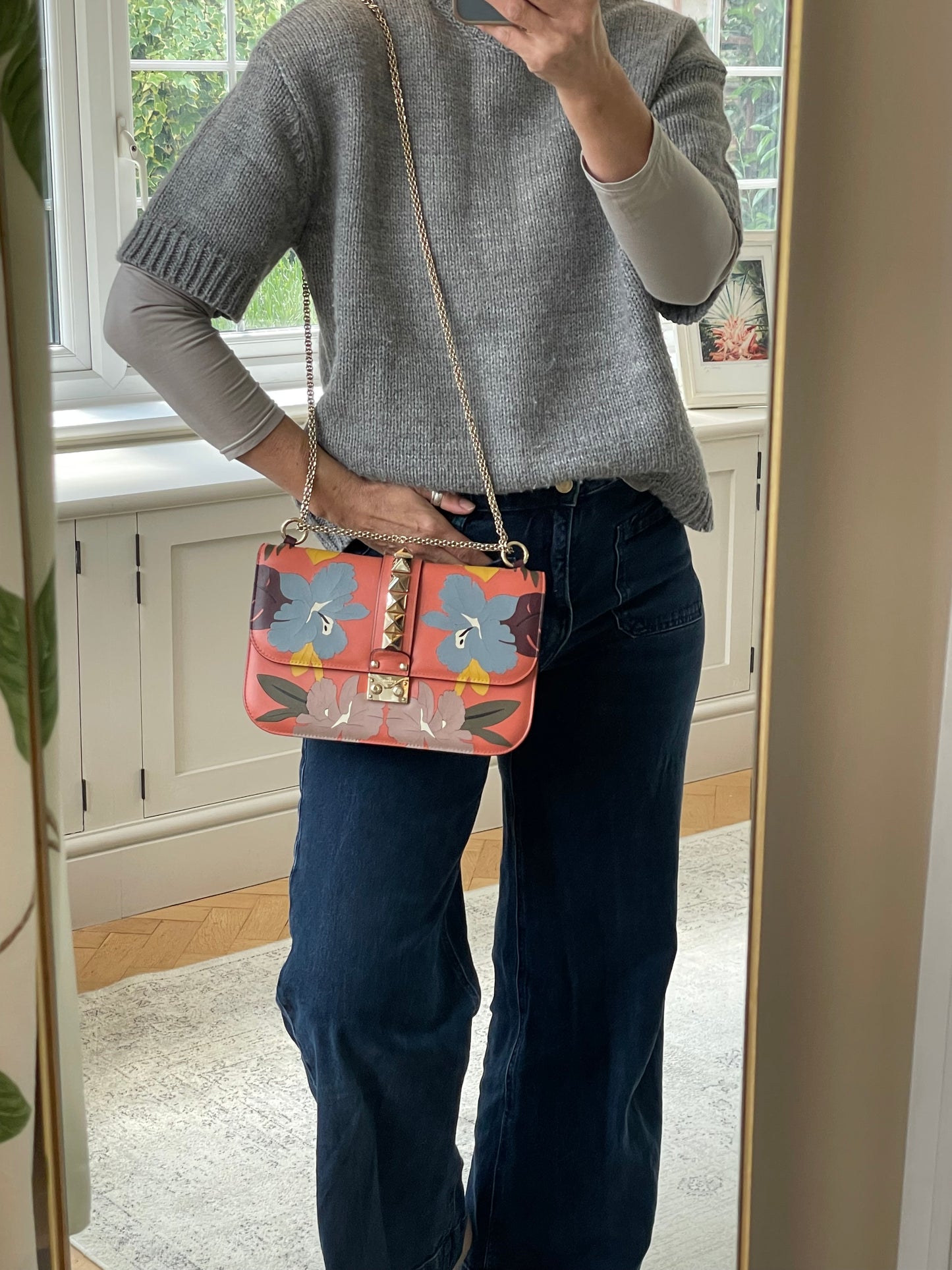 Preloved Valentino Garavani, Vitello Floral Glam Lock Rockstud Flap bag, Medium