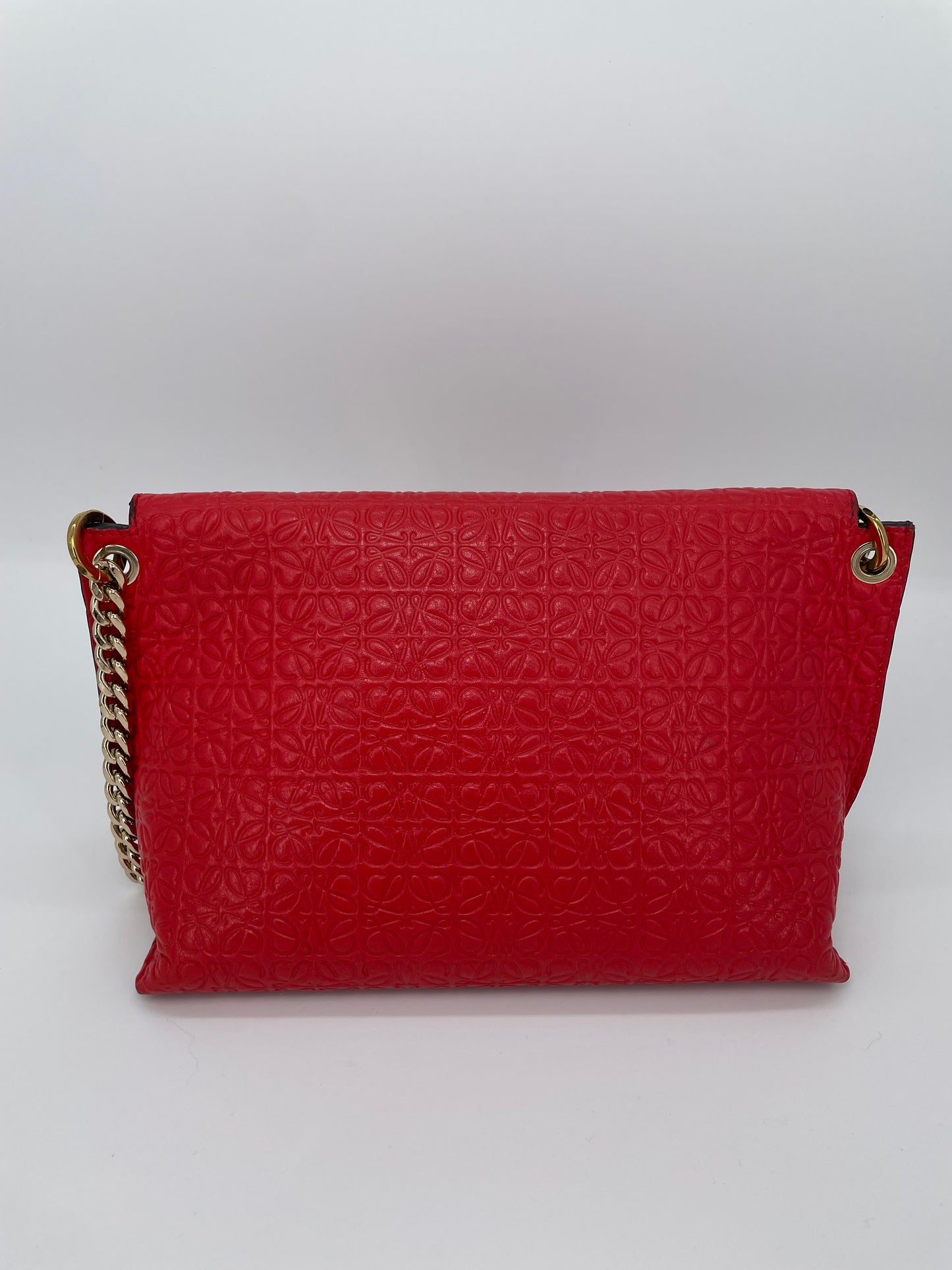 Preloved Loewe Avenue Embossed Shoulder Bag