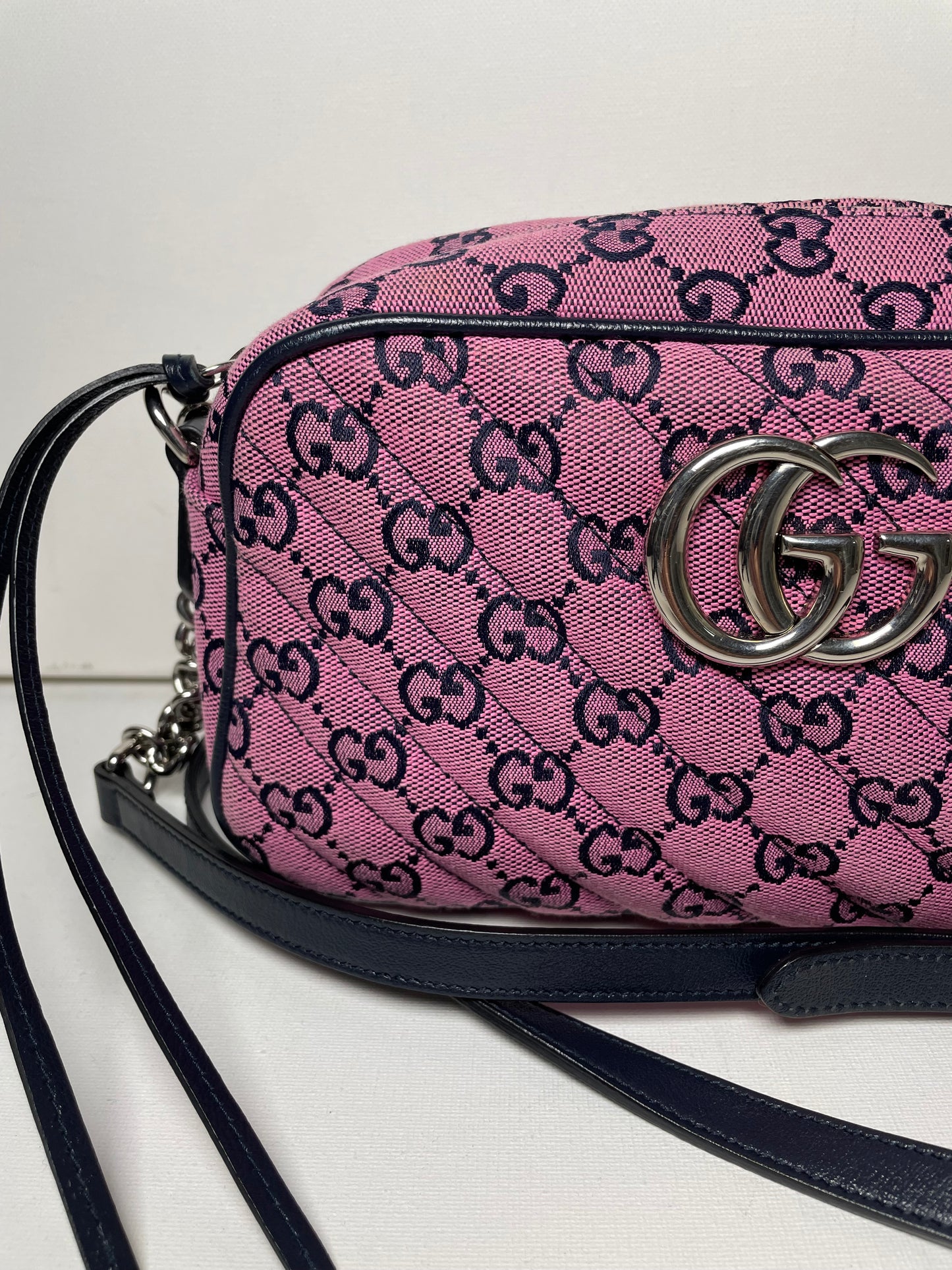 Preloved Gucci Diagonal Quilted Canvas Marmont Camera Bag, Small