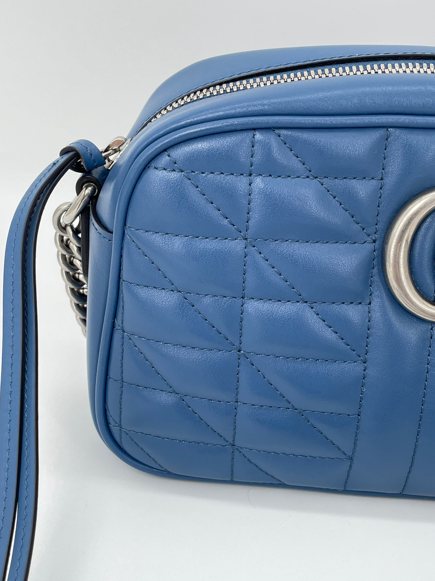 Preloved Gucci Quilted Leather Geometric Marmont Crossbody Bag, Small
