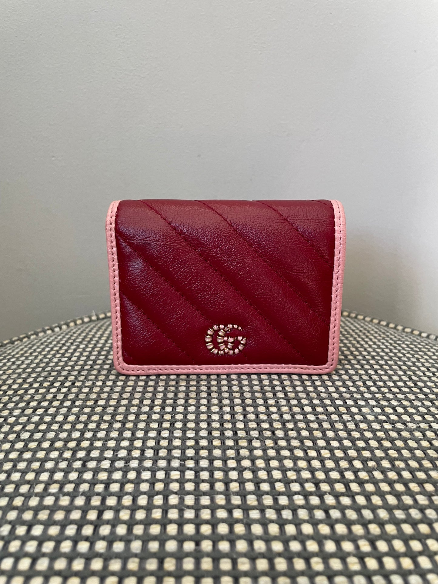 Preloved Gucci Matelasse Diagonal Torchon GG Marmont Card Wallet