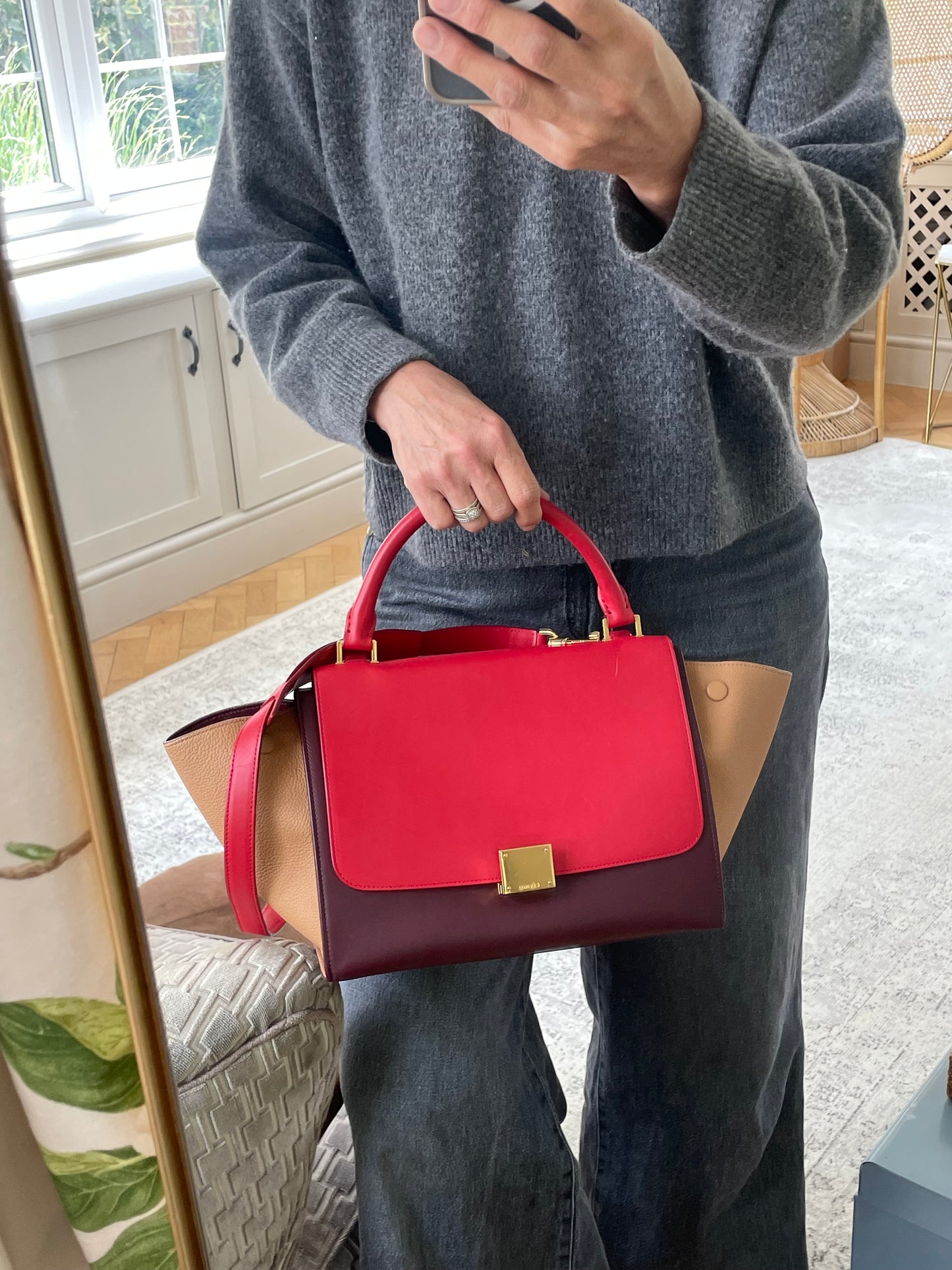 Preloved Celine Trapeze Satchel Bag, Small
