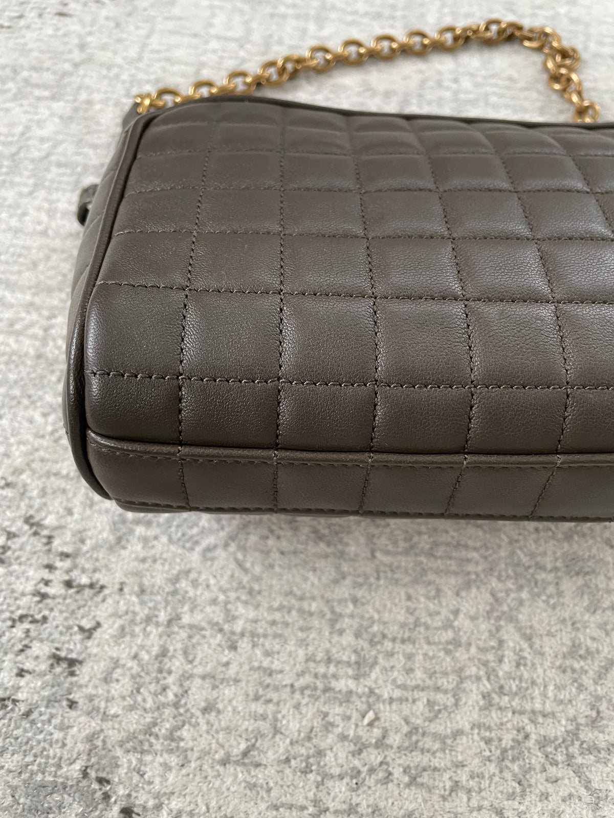 Preloved Saint Laurent Carre Quilted Cassandre Camera Bag, Mini