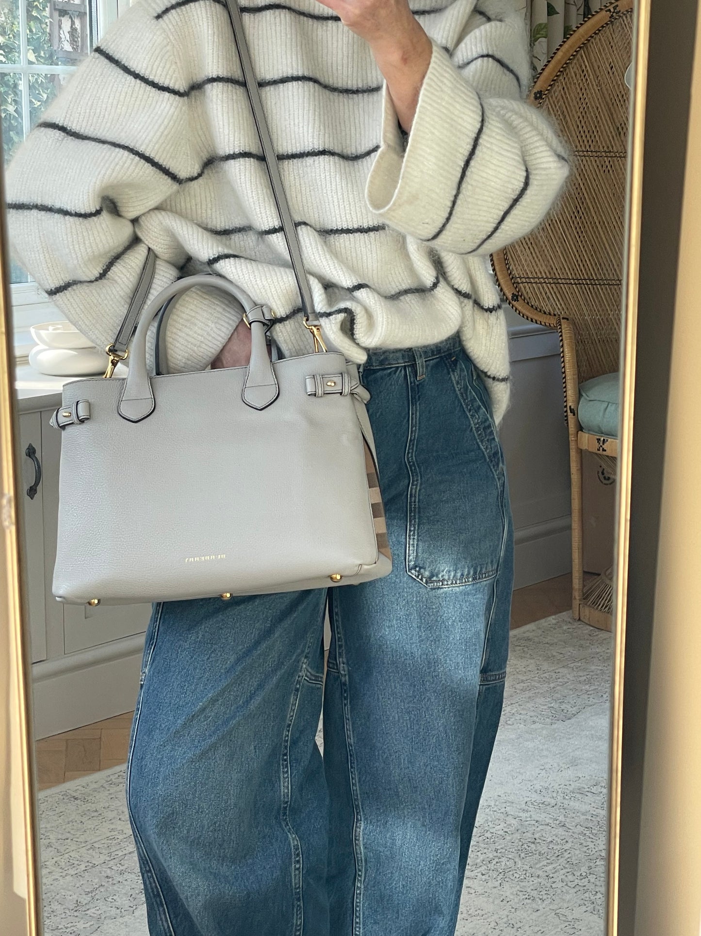 Preloved Burberry Banner Two Way Tote Bag, Medium