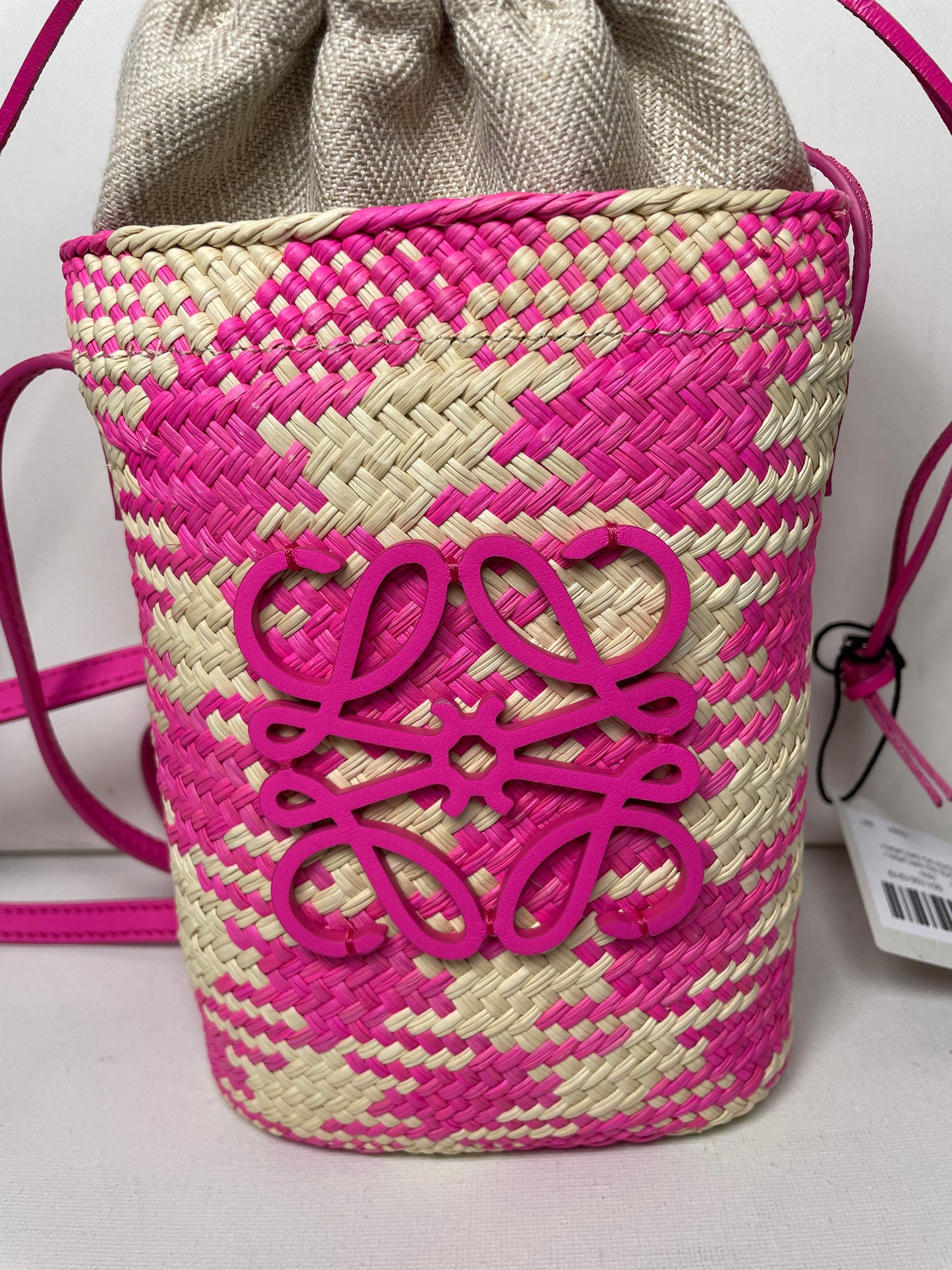 Preloved Loewe x Paula's Ibiza Woven Anagram Square Pocket Raffia Bag