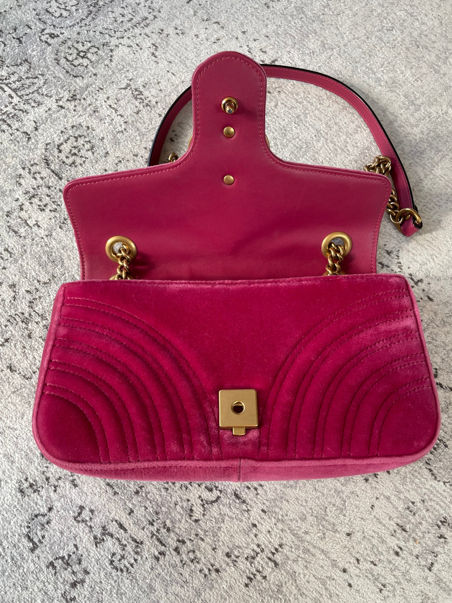Preloved Gucci Velvet Matelasse GG Marmont Shoulder Bag, Small