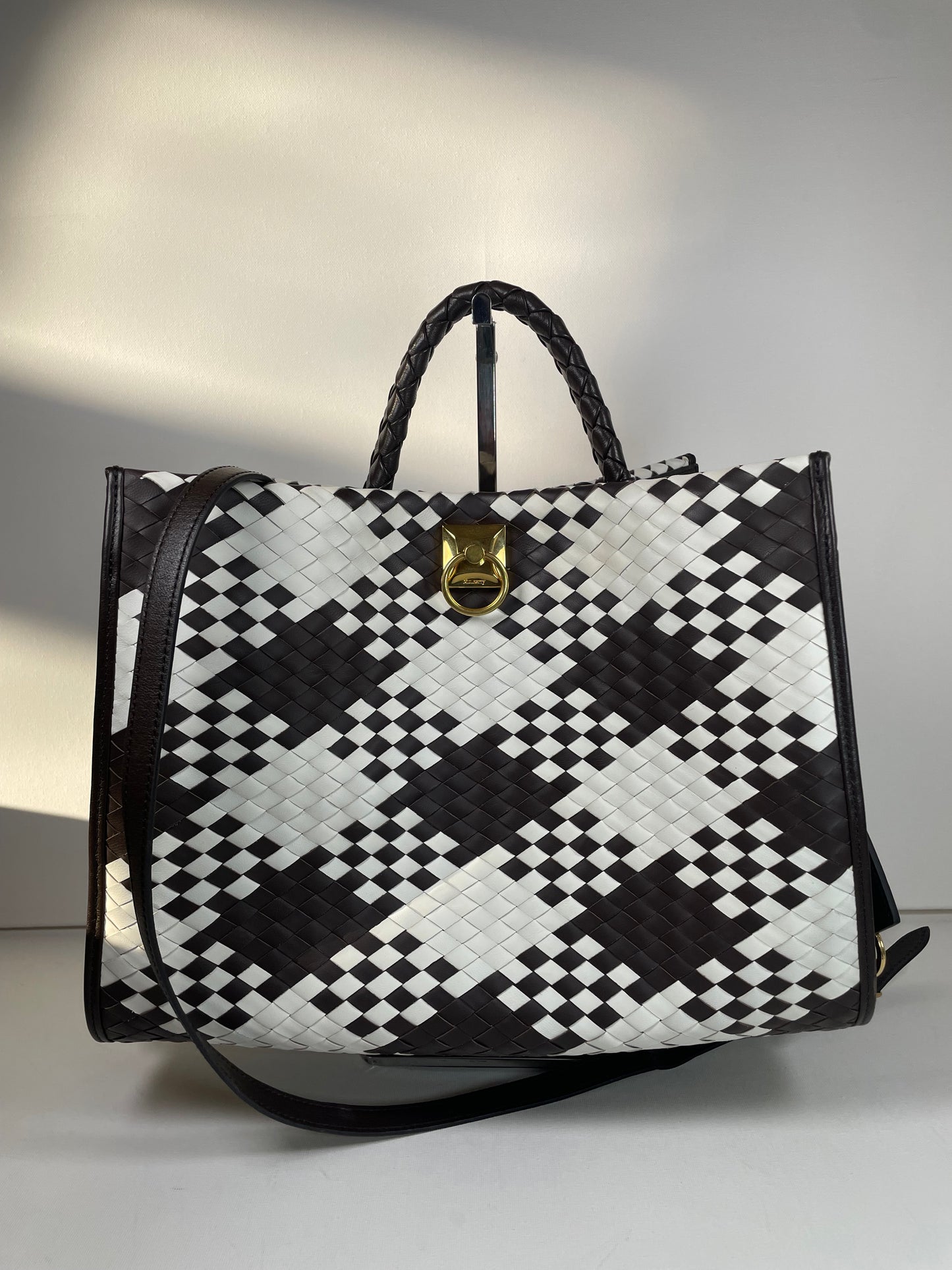 Preloved Mulberry Iris Woven Tote Bag with Long Strap