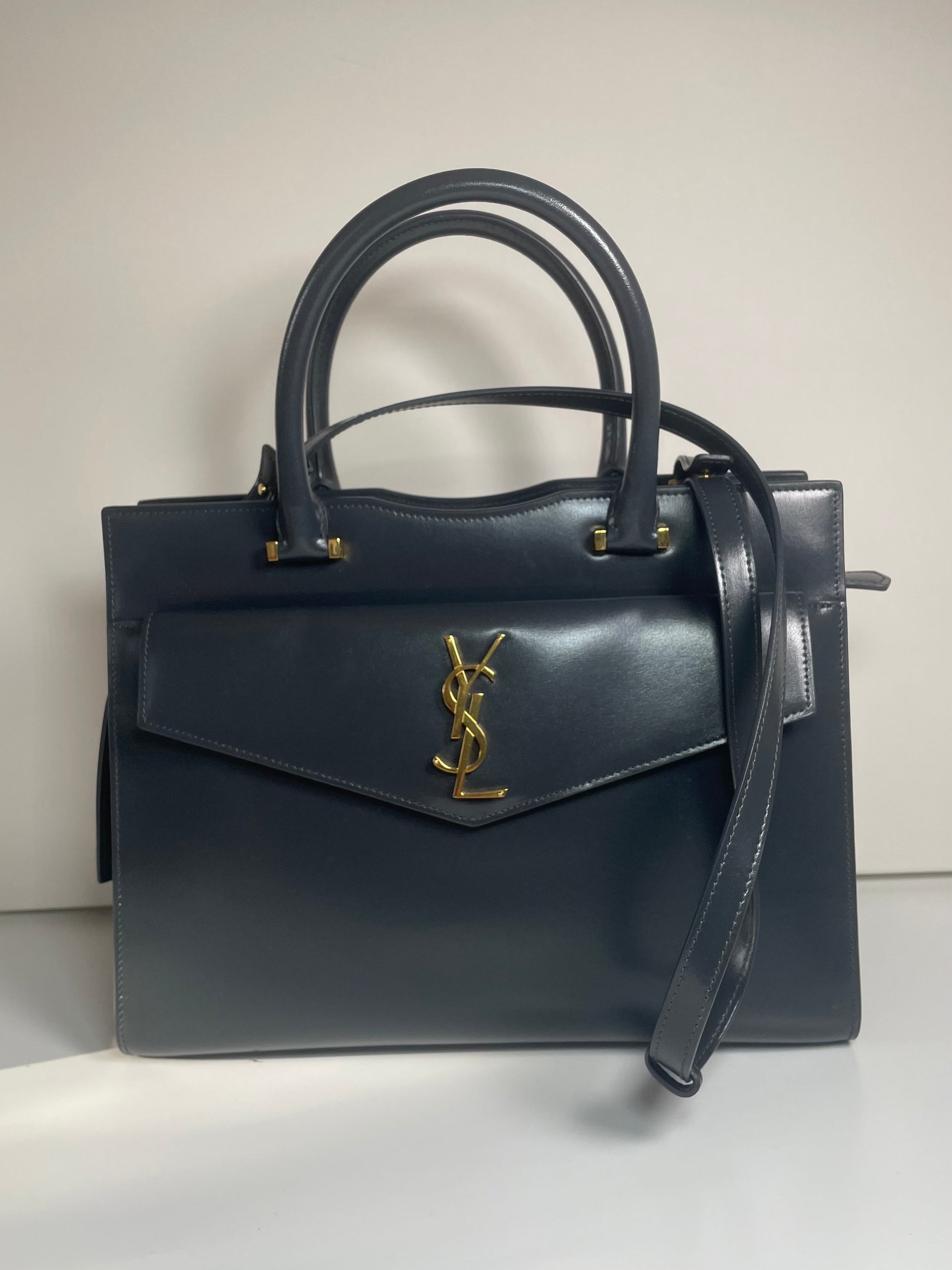 Preloved Saint Laurent Uptown Tote Bag with Shoulder Strap and Removab Carry Kind