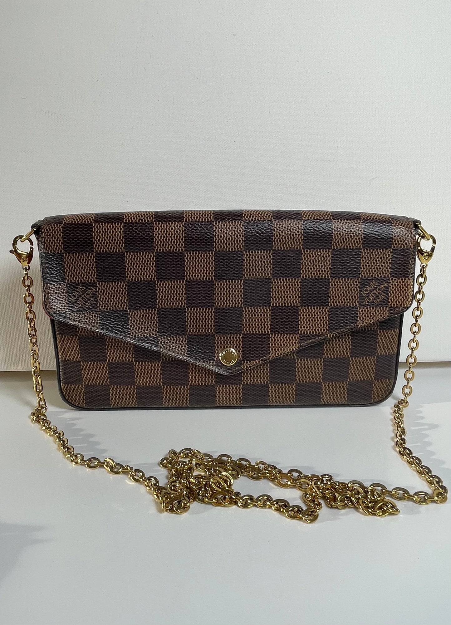 Preloved Louis Vuitton Pochette Felicie in Damier Ebene Canvas with inserts