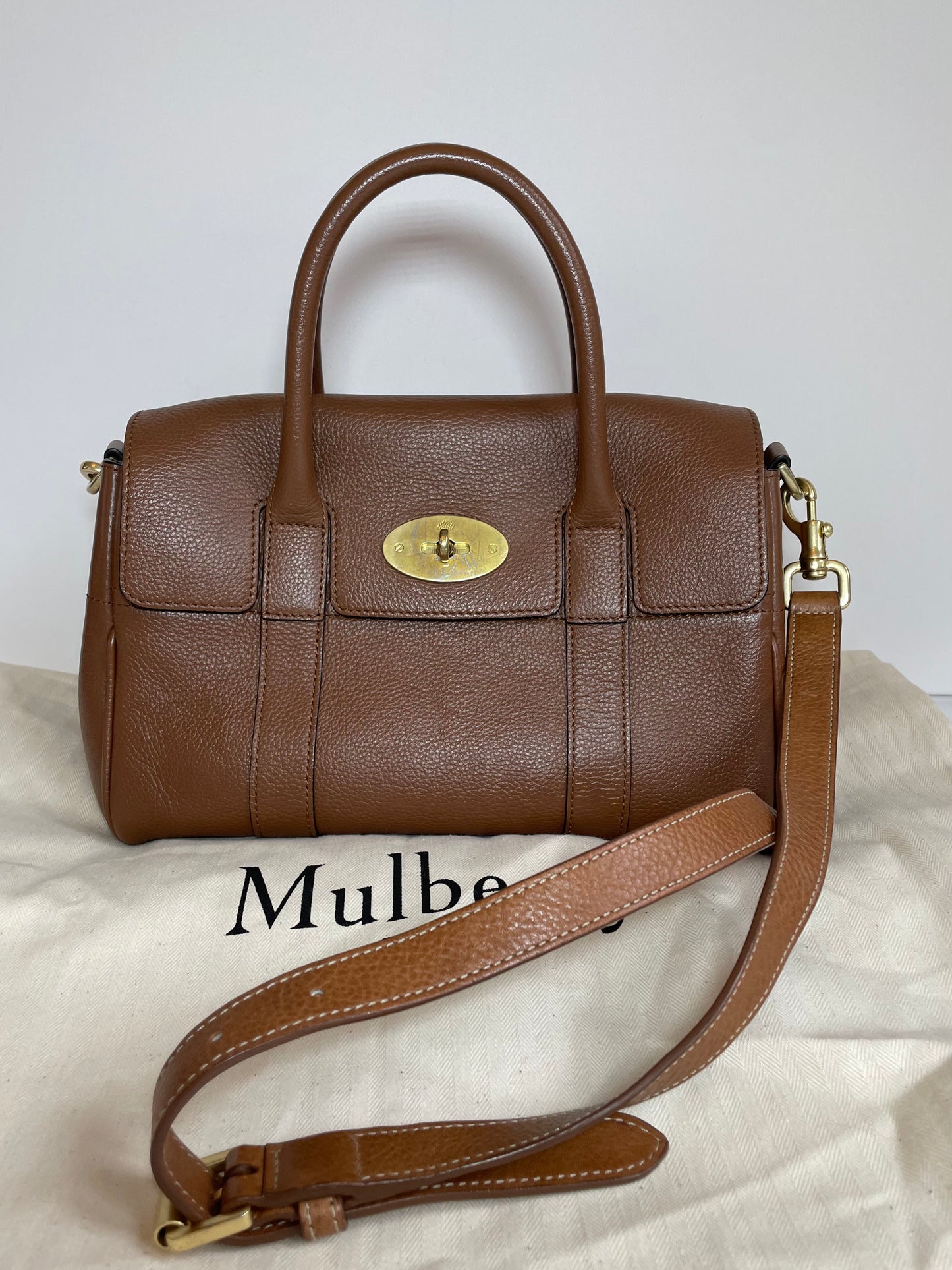 Preloved Mulberry Bayswater Satchel Bag with Long Strap, Small