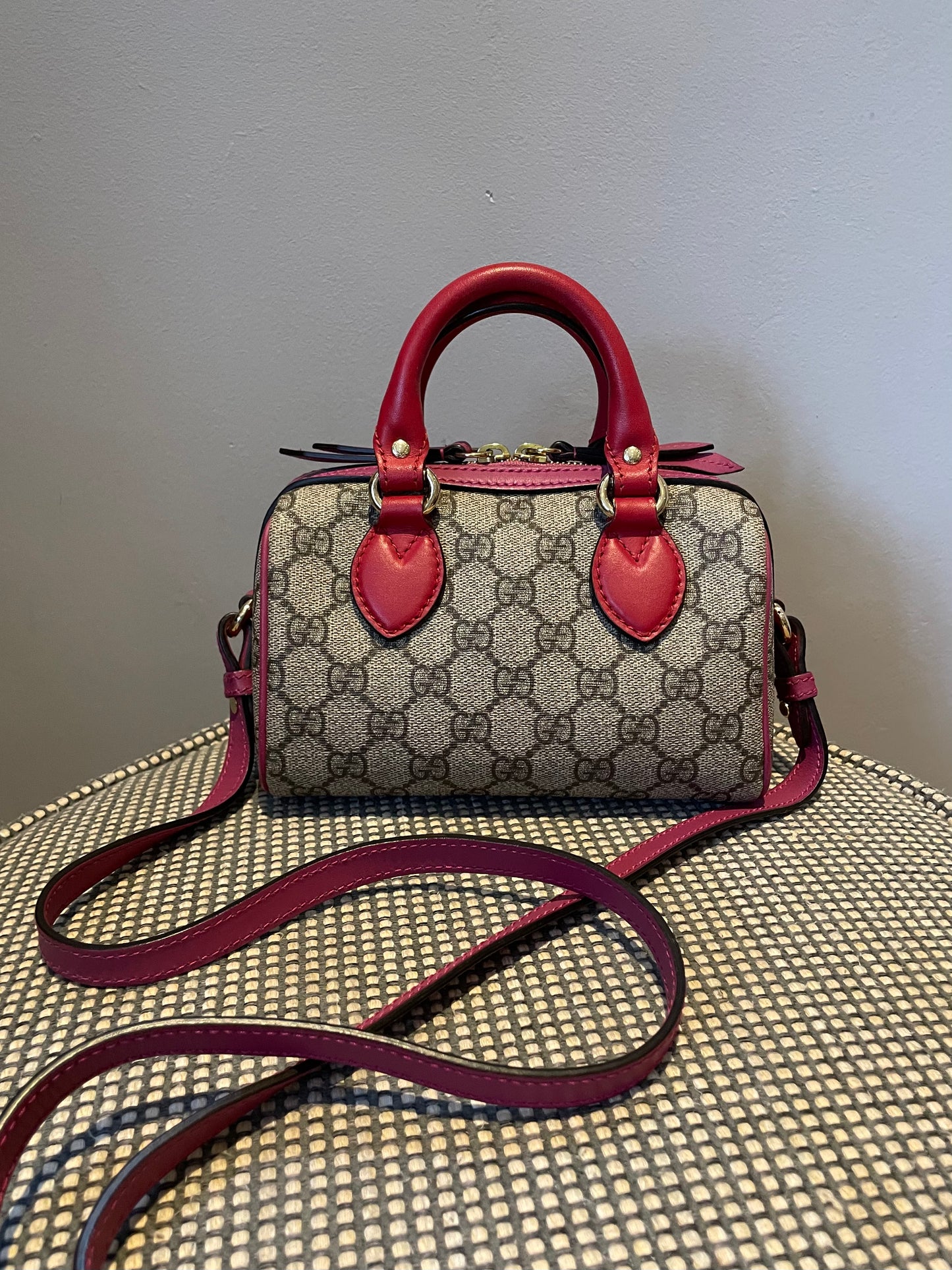 Preloved Gucci Supreme Monogram Boston Bag, Mini