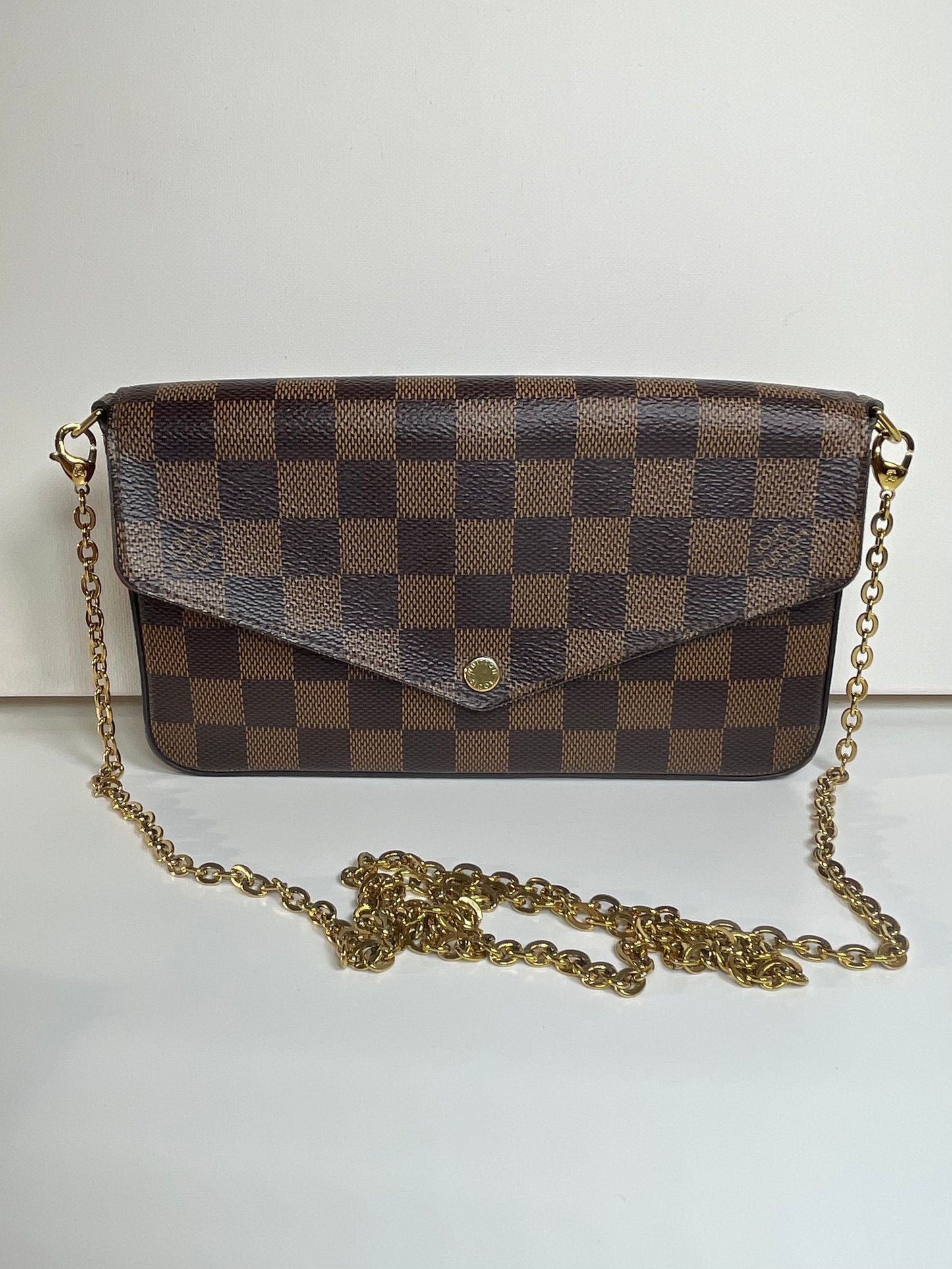 Preloved Louis Vuitton Pochette Felicie in Damier Ebene Canvas with inserts