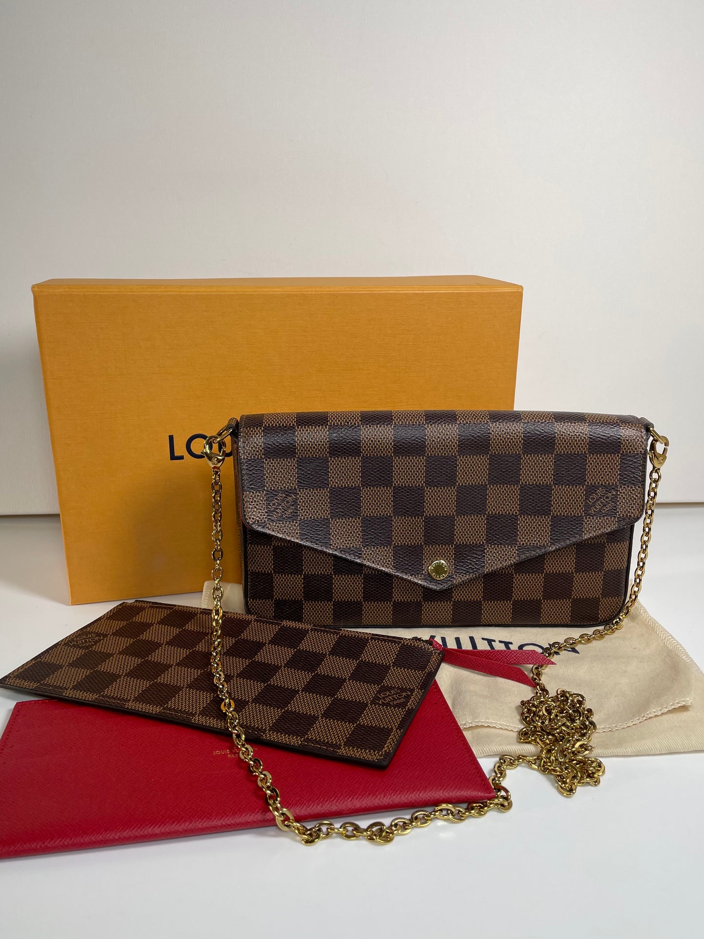 Preloved Louis Vuitton Pochette Felicie in Damier Ebene Canvas with inserts