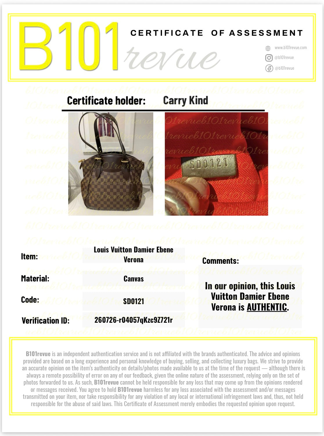 Preloved Louis Vuitton Damier Ebene Verona Shoulder Bag