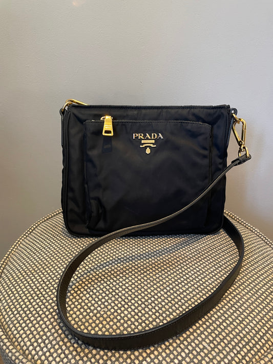 Preloved Prada Tessuto and Saffiano Crossbody Bag