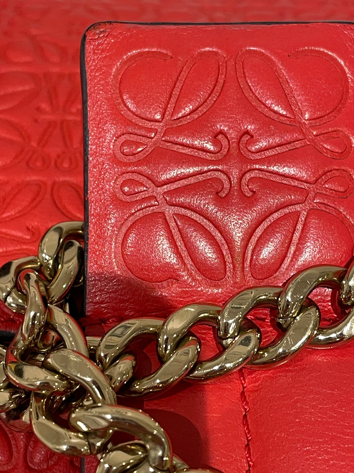 Preloved Loewe Avenue Embossed Shoulder Bag