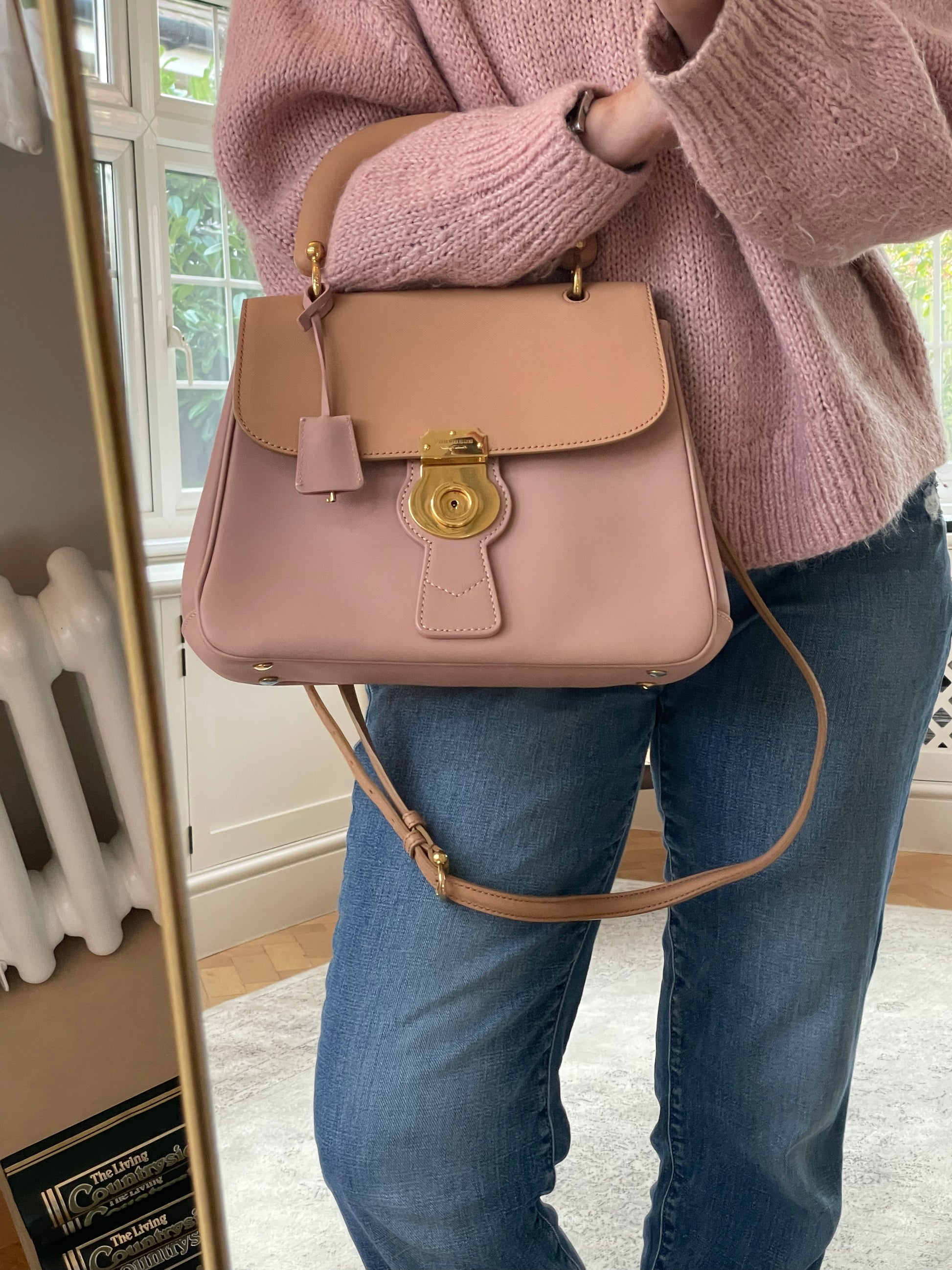 Preloved Burberry DK88 top handled Satchel Bag Medium Carry Kind