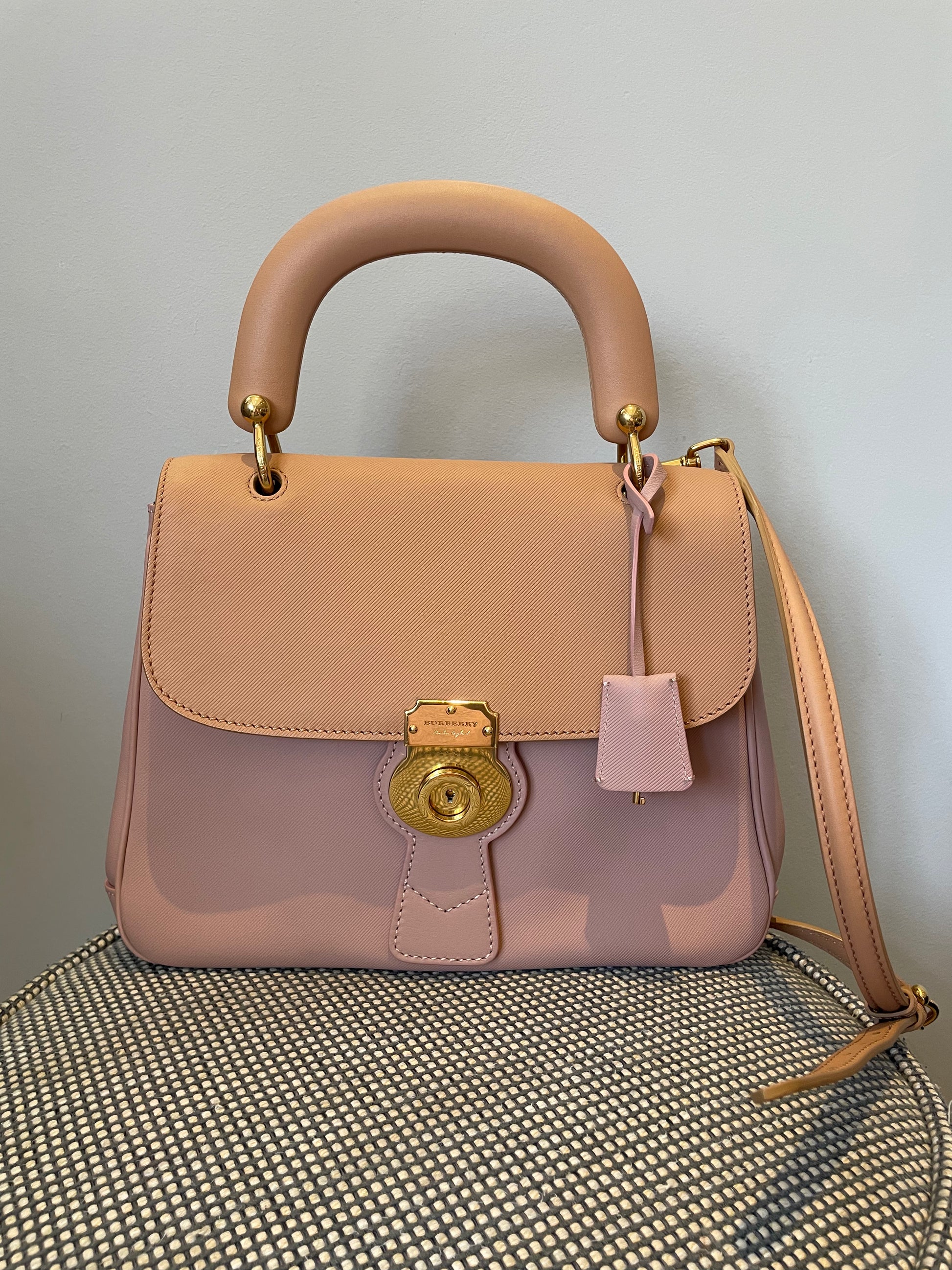 Preloved Burberry DK88 top handled Satchel Bag Medium