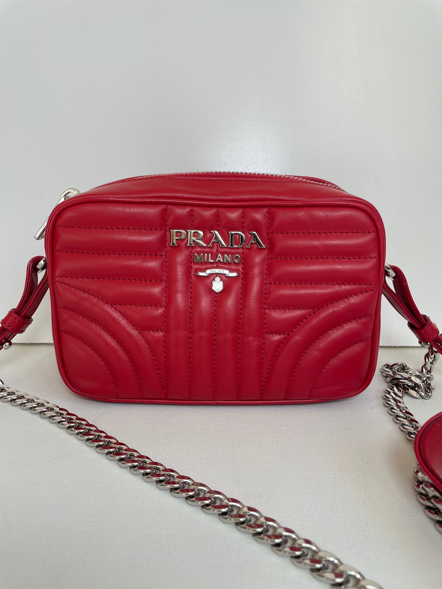 Preloved Prada Diagramme Bandoliera Crossbody Bag, Small