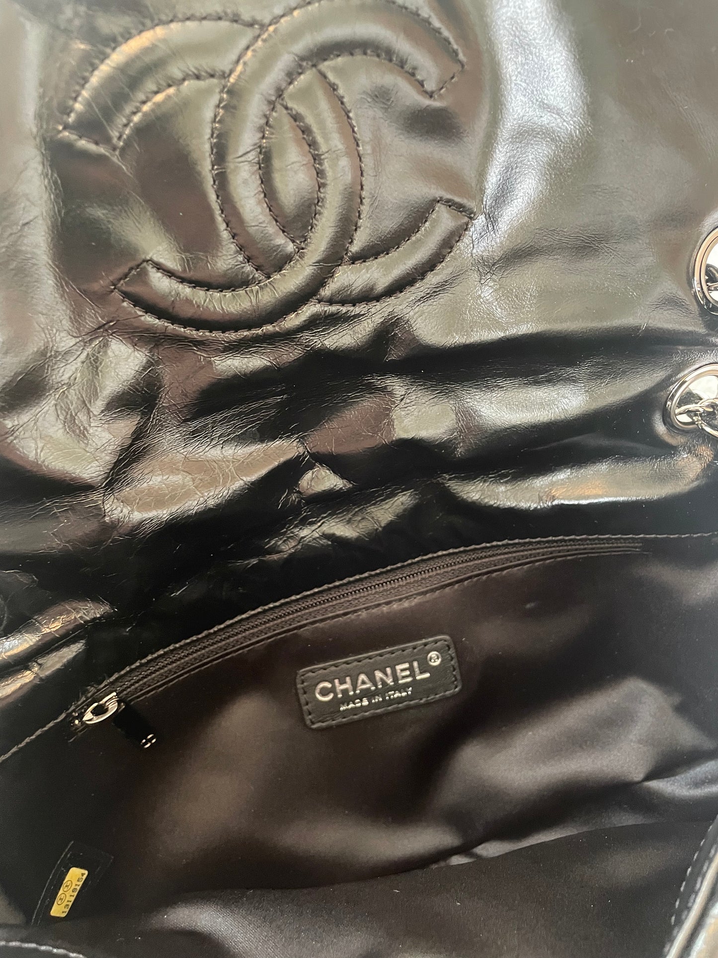 Preloved Chanel Glazed, Twisted Flap Calfskin Shoulder Bag, Medium