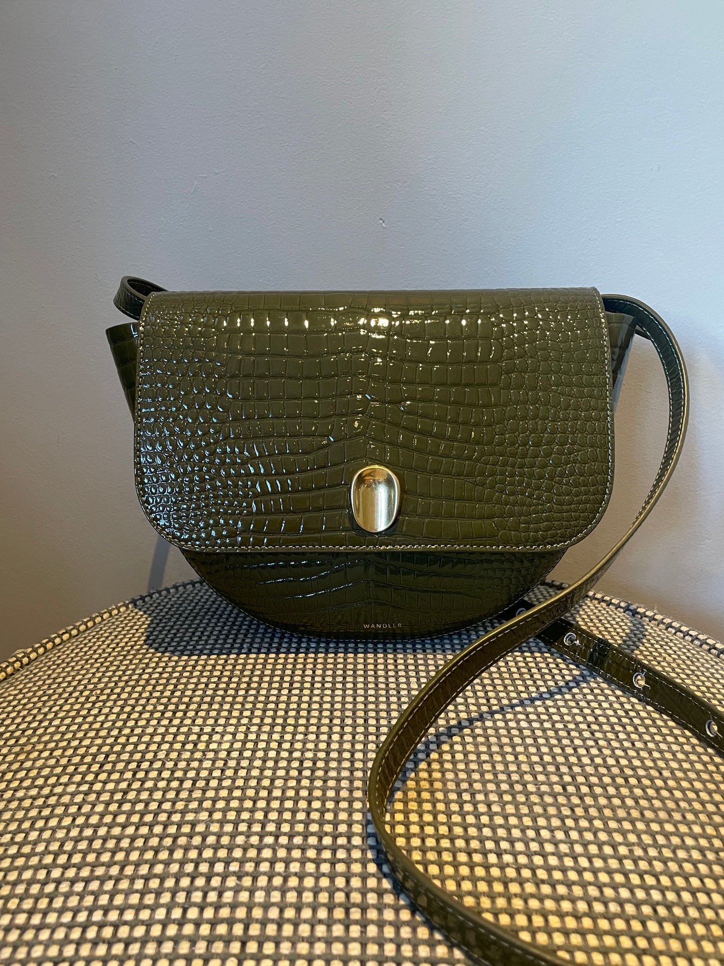 Preloved Wandler Billy Patent Moc Croc Crossbody Bag