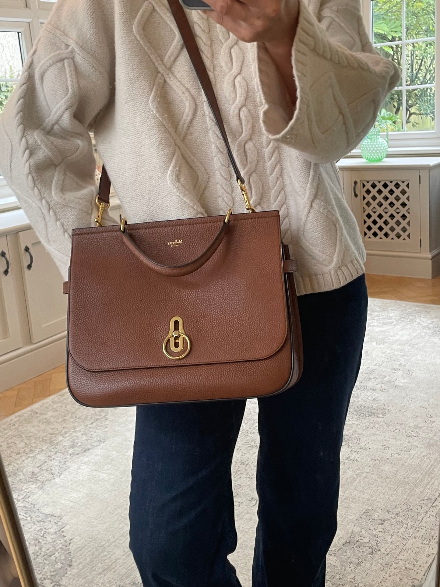 Preloved Mulberry Amberley Top Handle Satchel Bag, Large