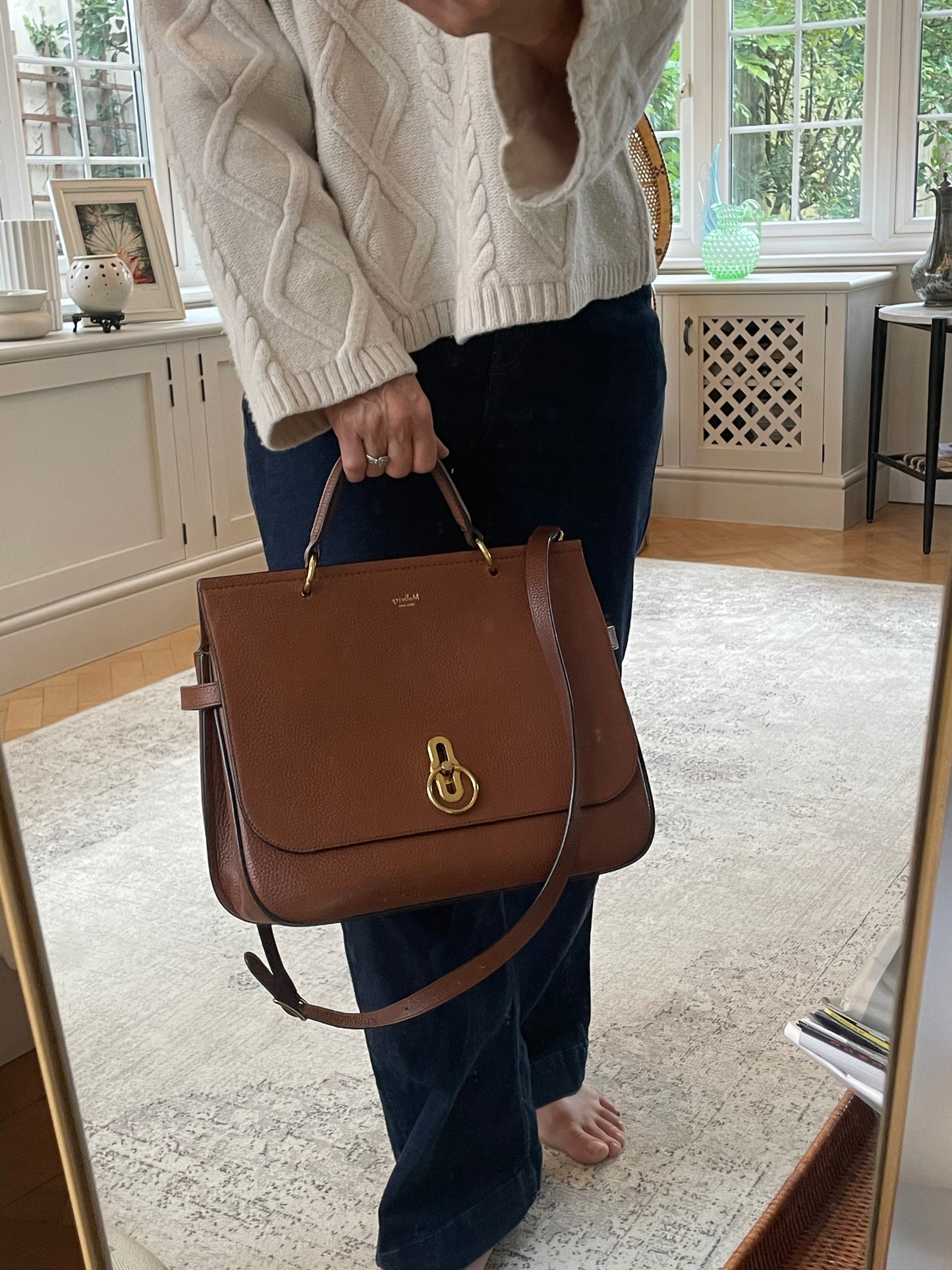 Preloved Mulberry Amberley Top Handle Satchel Bag, Large