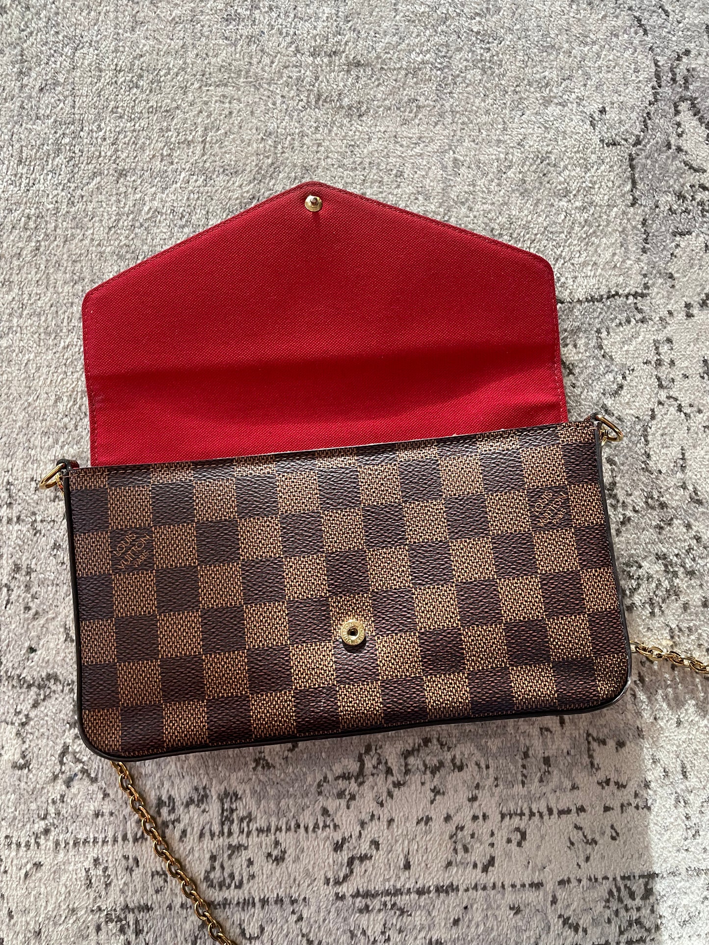 Preloved Louis Vuitton Pochette Felicie in Damier Ebene Canvas with inserts