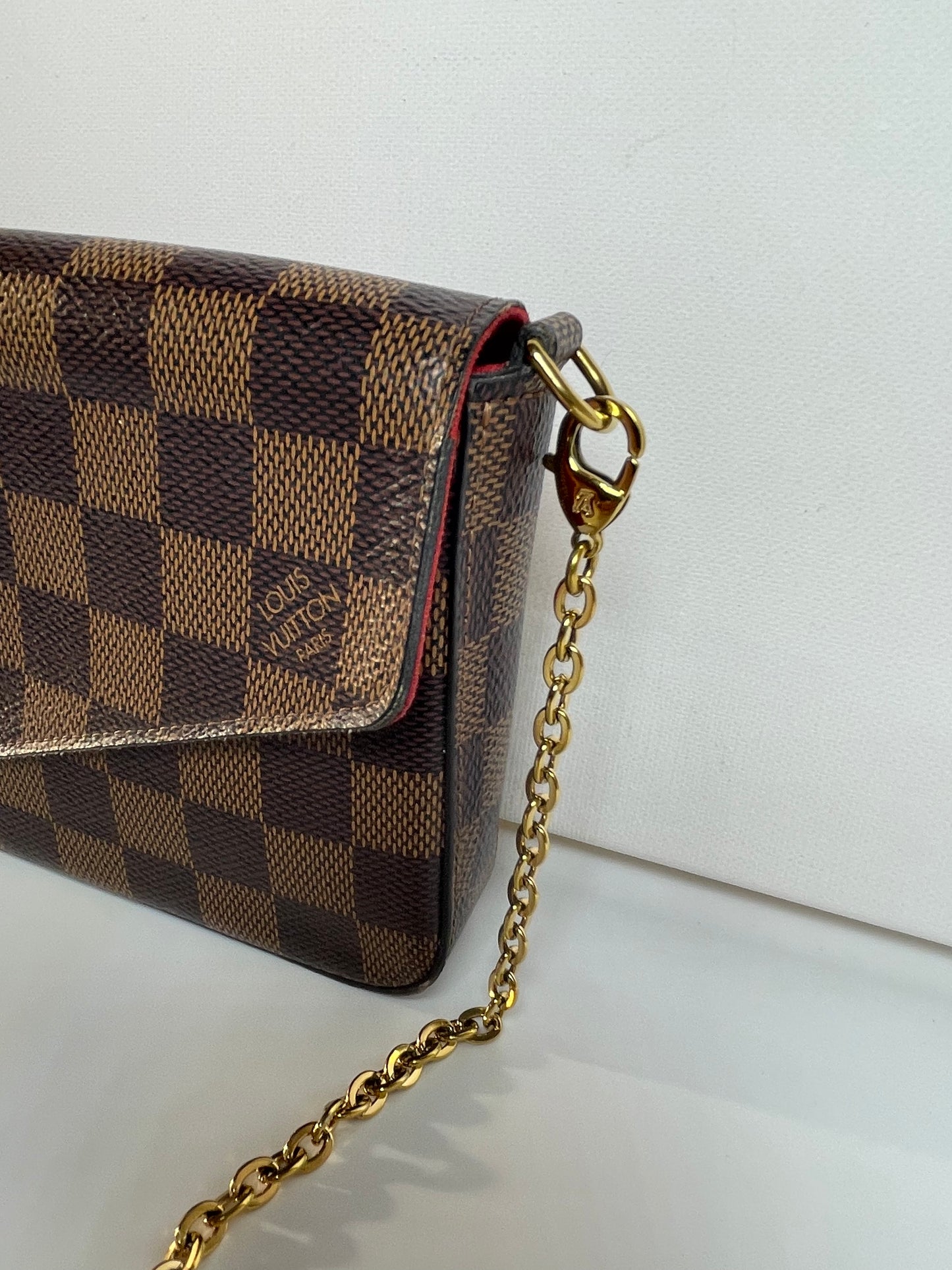 Preloved Louis Vuitton Pochette Felicie in Damier Ebene Canvas with inserts