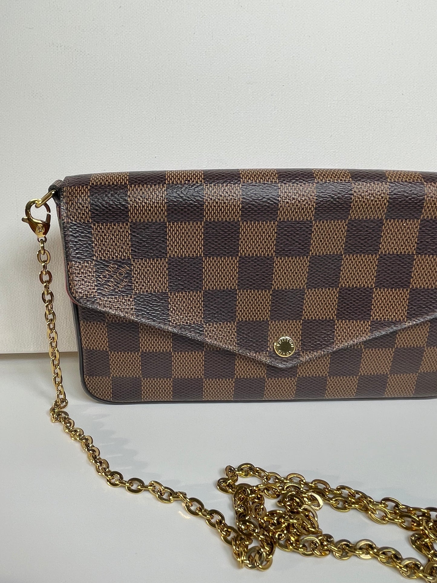 Preloved Louis Vuitton Pochette Felicie in Damier Ebene Canvas with inserts