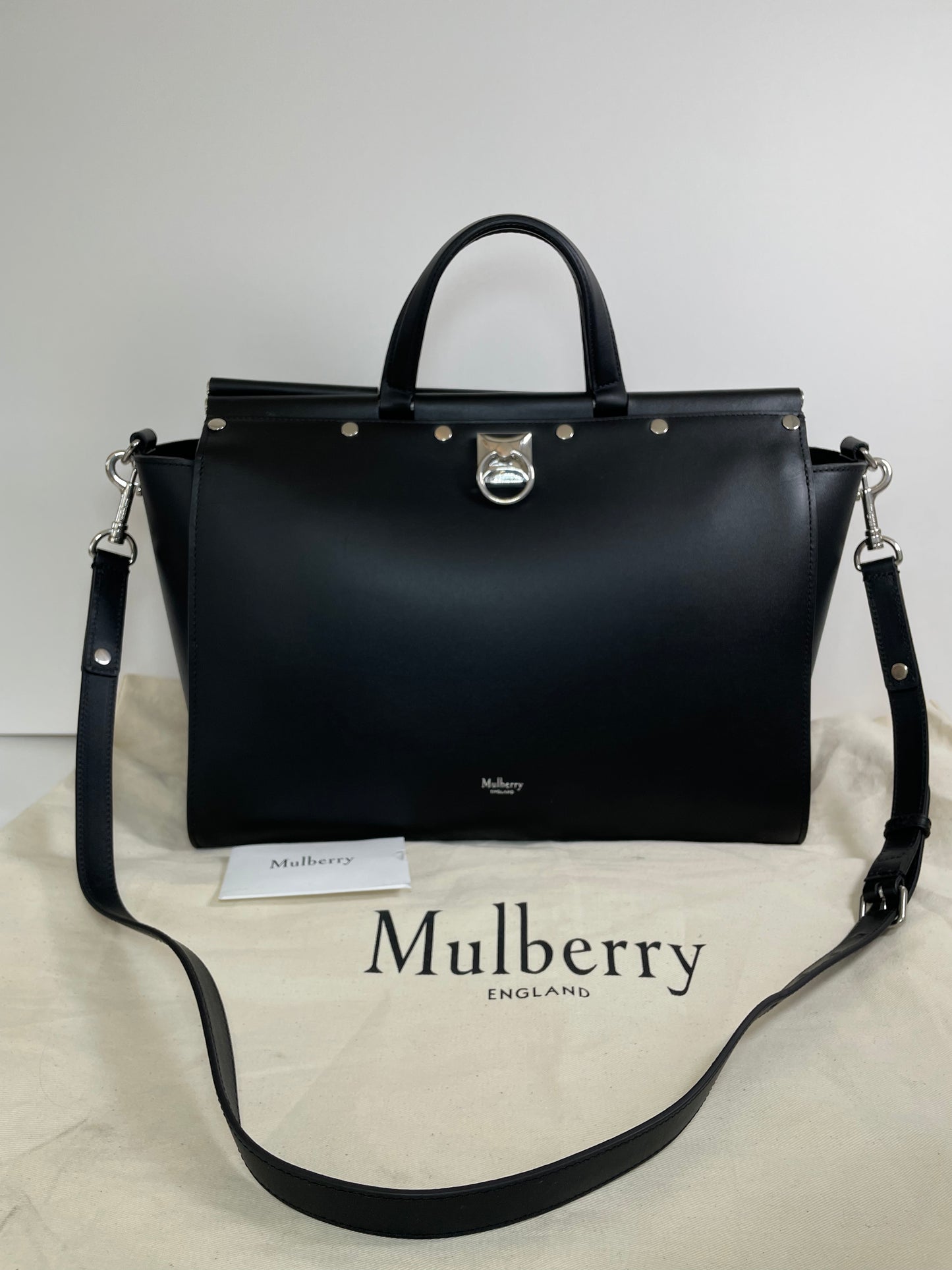 Preloved Mulberry Iris Top Handle Flat Stud Tote Bag with Long Strap