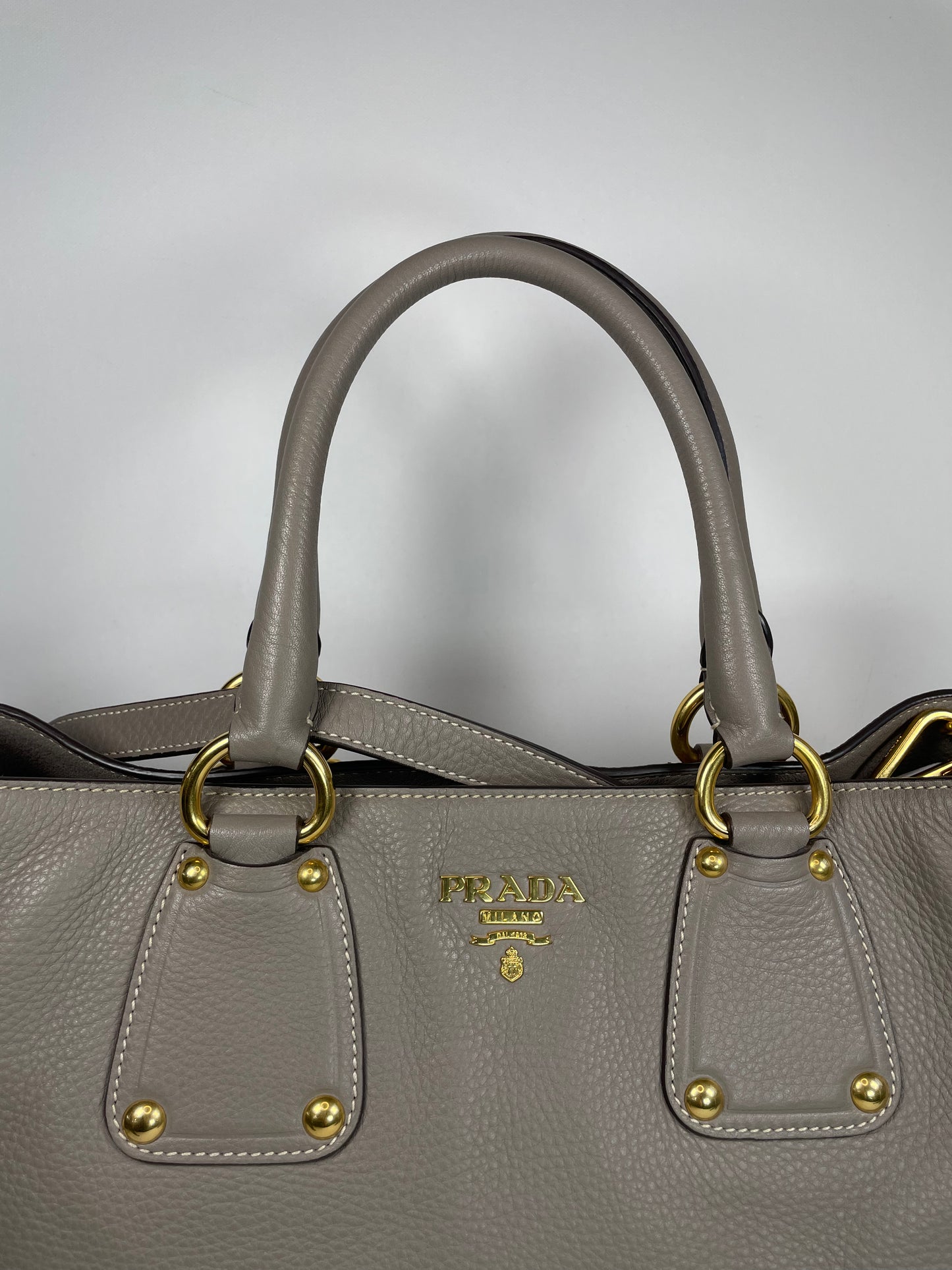 Preloved Prada Vitello Daino Convertible Tote Bag, Large