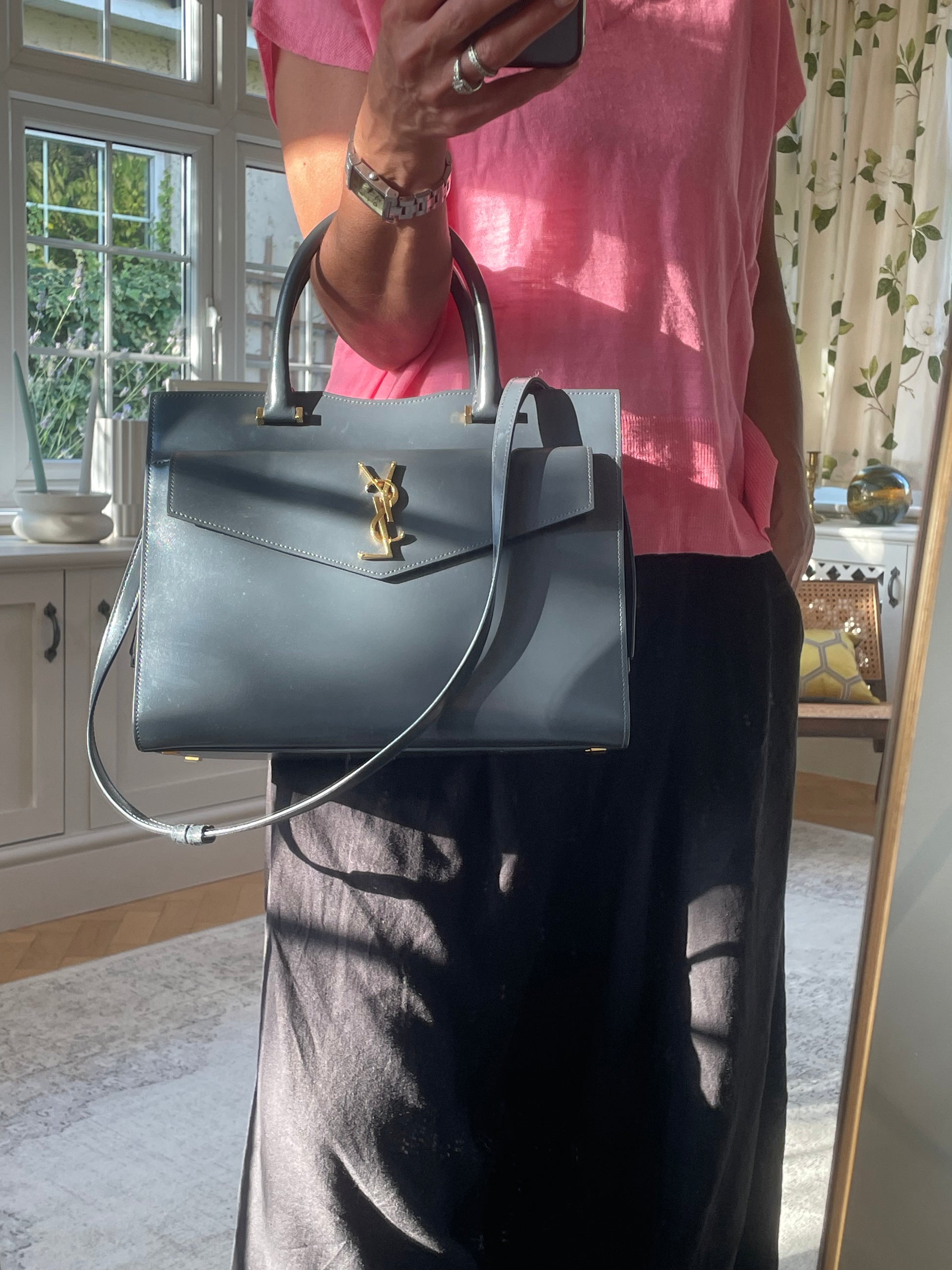 Preloved Saint Laurent Uptown Tote Bag with Shoulder Strap and