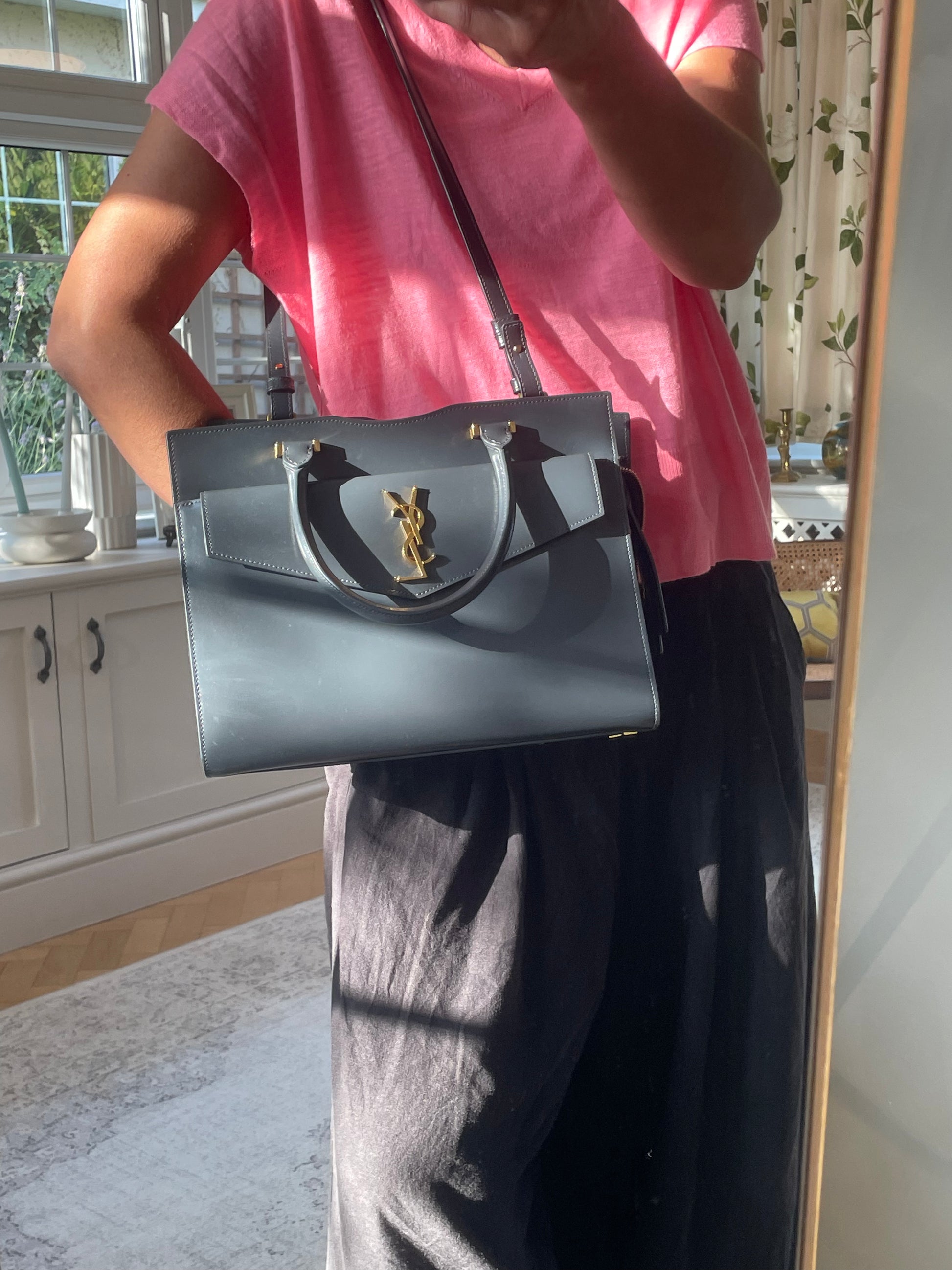 Preloved Saint Laurent Uptown Tote Bag with Shoulder Strap and Removab Carry Kind