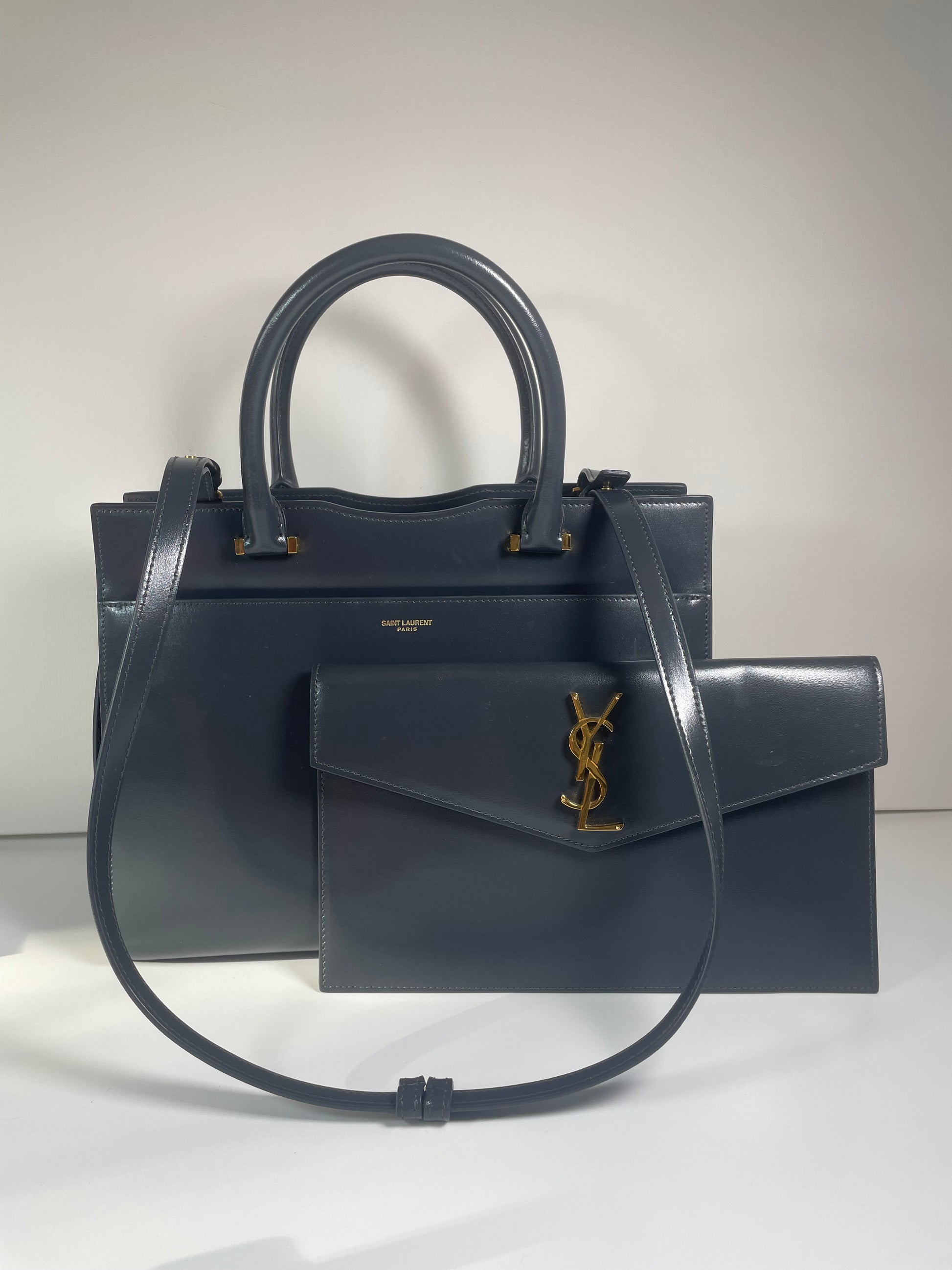 Preloved Saint Laurent Uptown Tote Bag with Shoulder Strap and