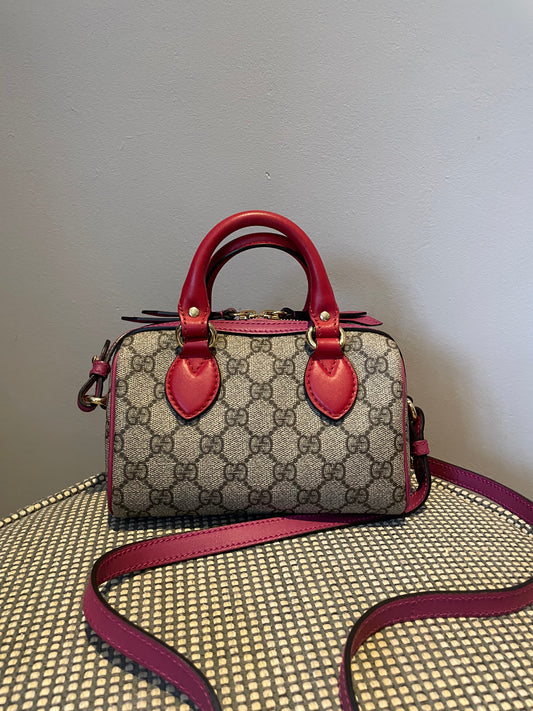 Preloved Gucci Supreme Monogram Boston Bag, Mini