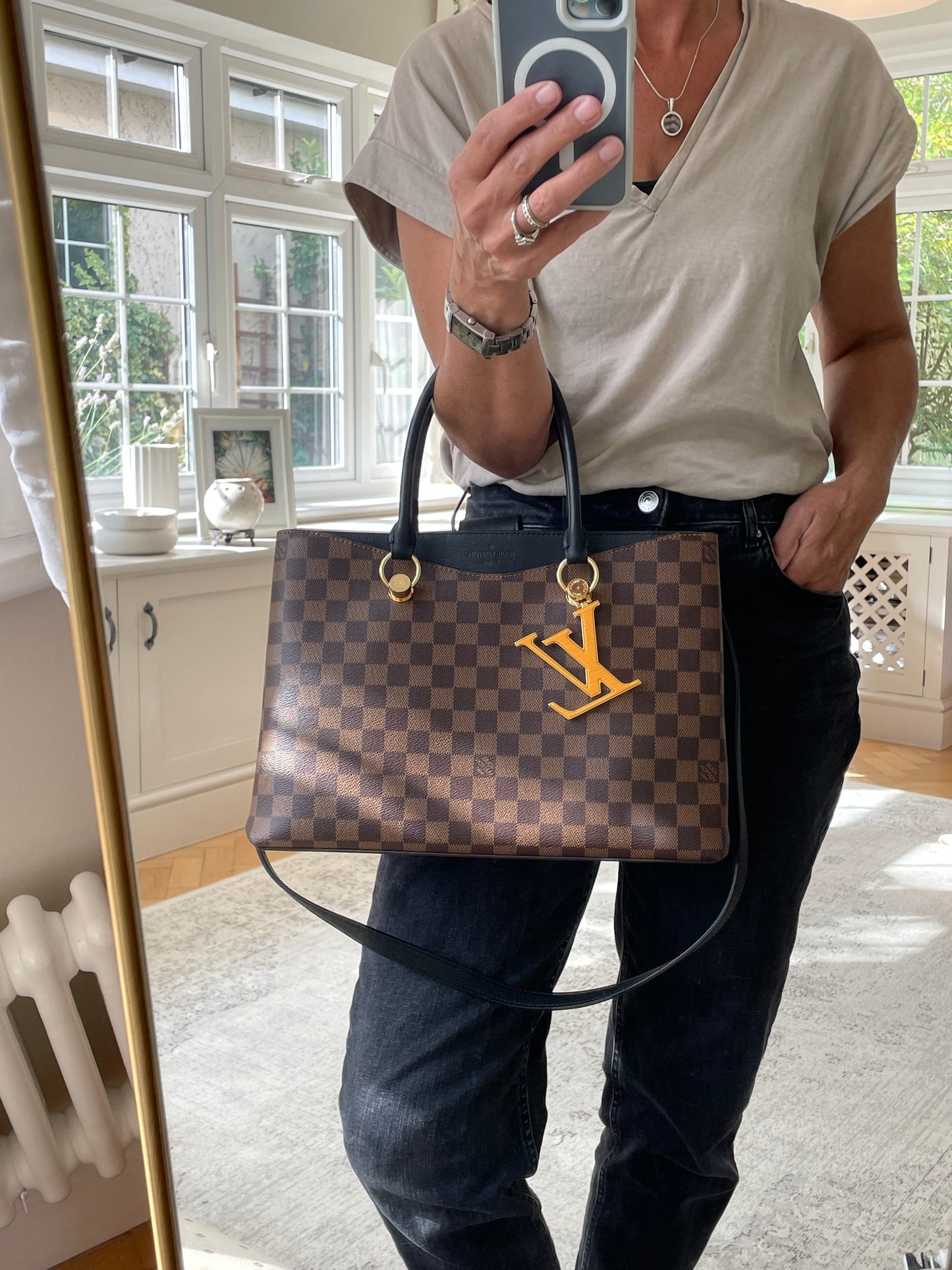 Preloved Louis Vuitton Damier Ebene Riverside Tote Bag