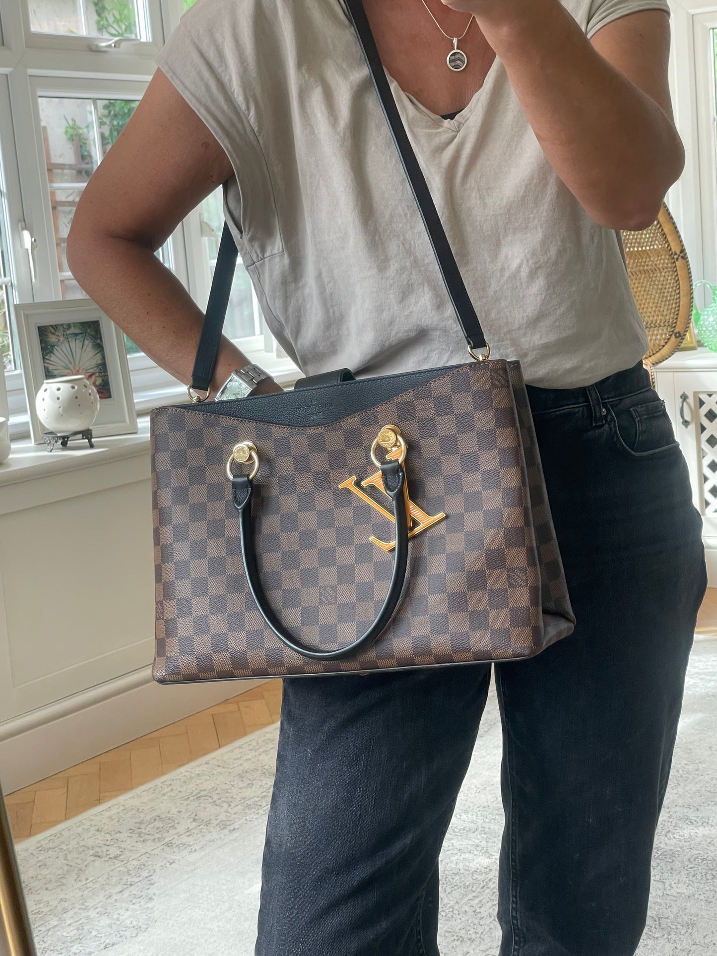 Preloved Louis Vuitton Damier Ebene Riverside Tote Bag