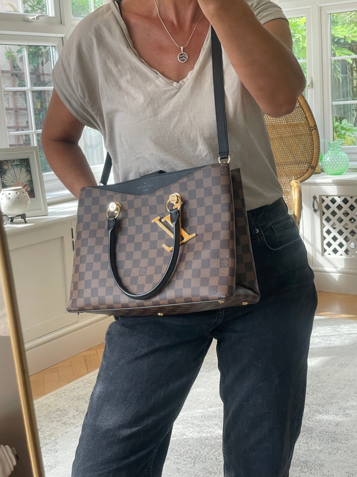 Preloved Louis Vuitton Damier Ebene Riverside Tote Bag