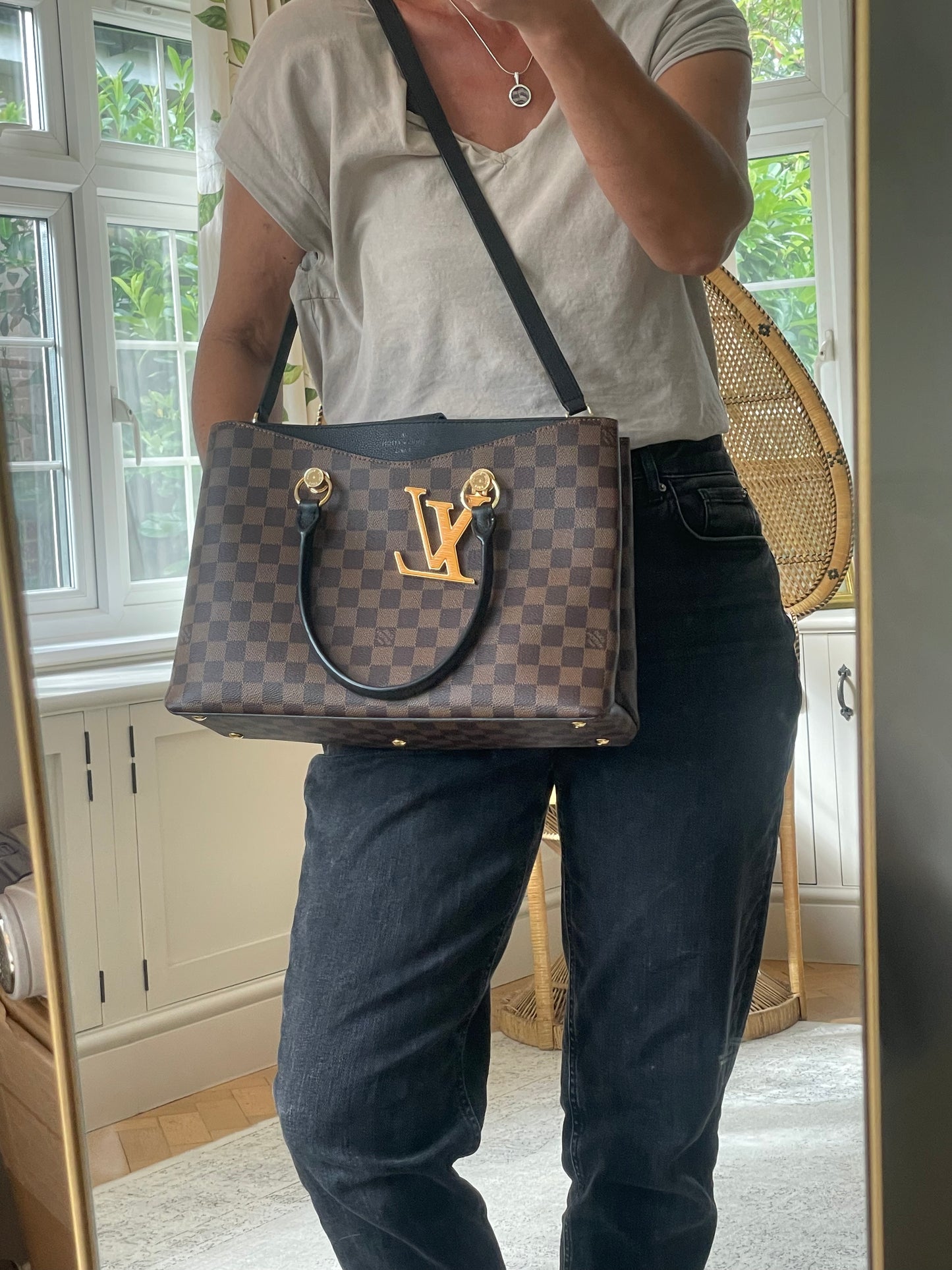 Preloved Louis Vuitton Damier Ebene Riverside Tote Bag