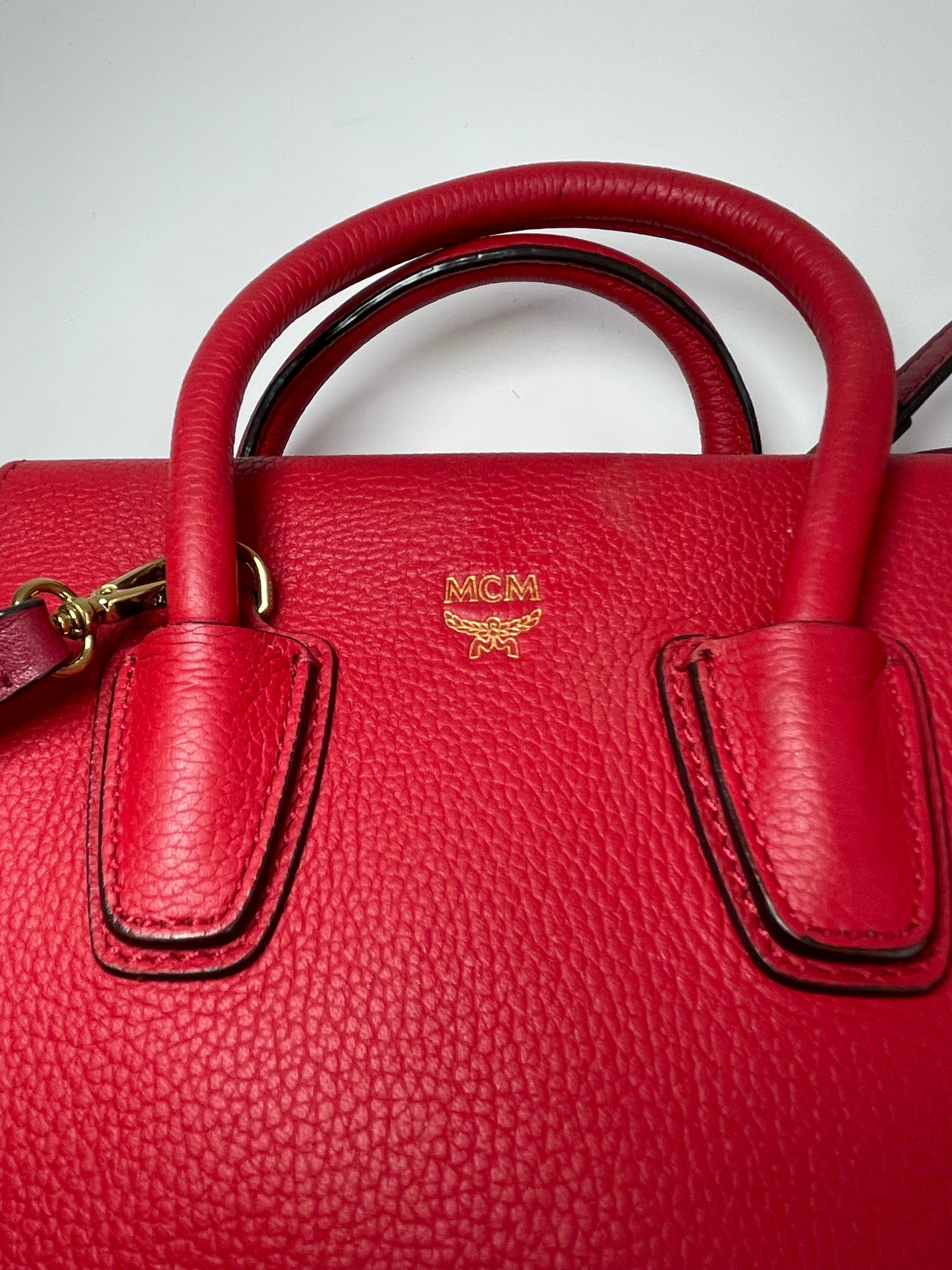 Mcm red tote sale