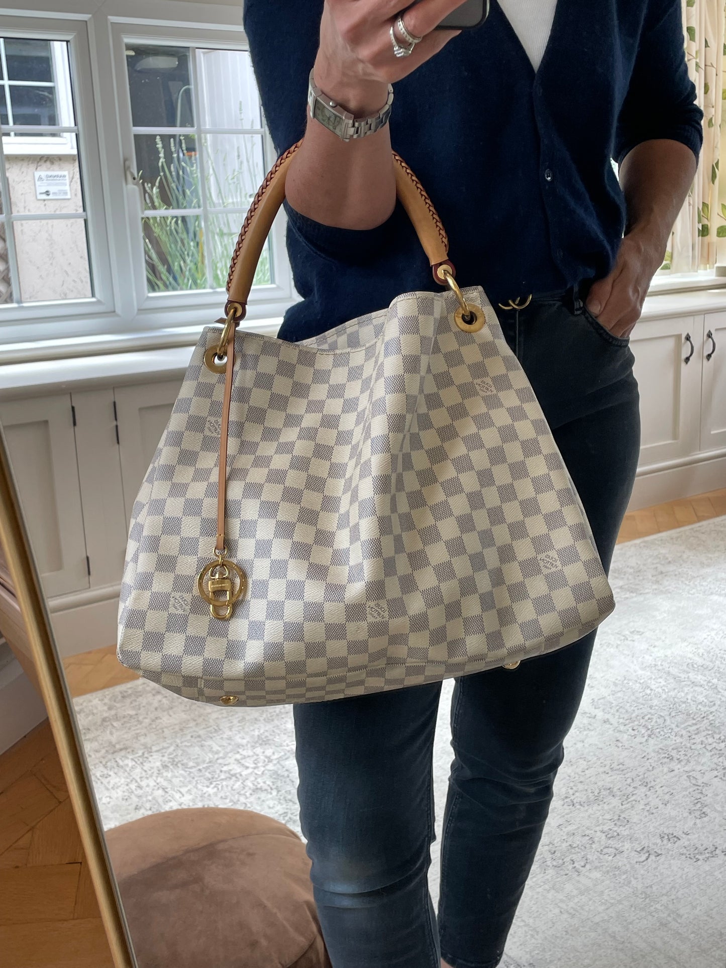 Preloved Louis Vuitton Damier Azur Artsy Hobo Bag, MM