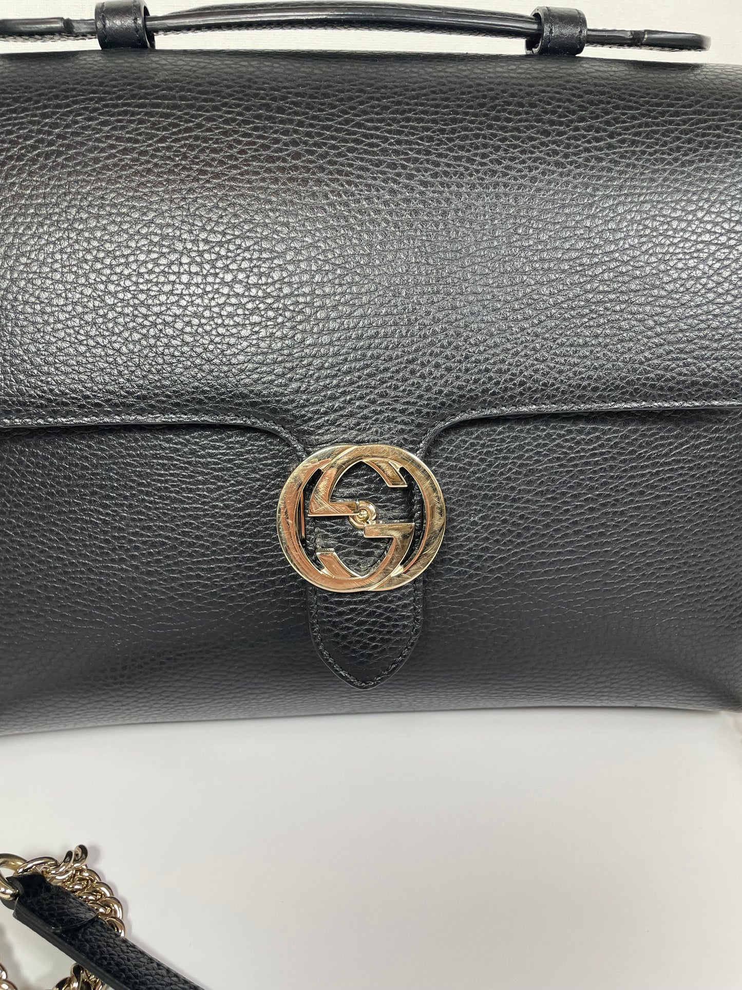 Preloved Gucci Dollar Interlocking Top Handled Shoulder Bag, Large