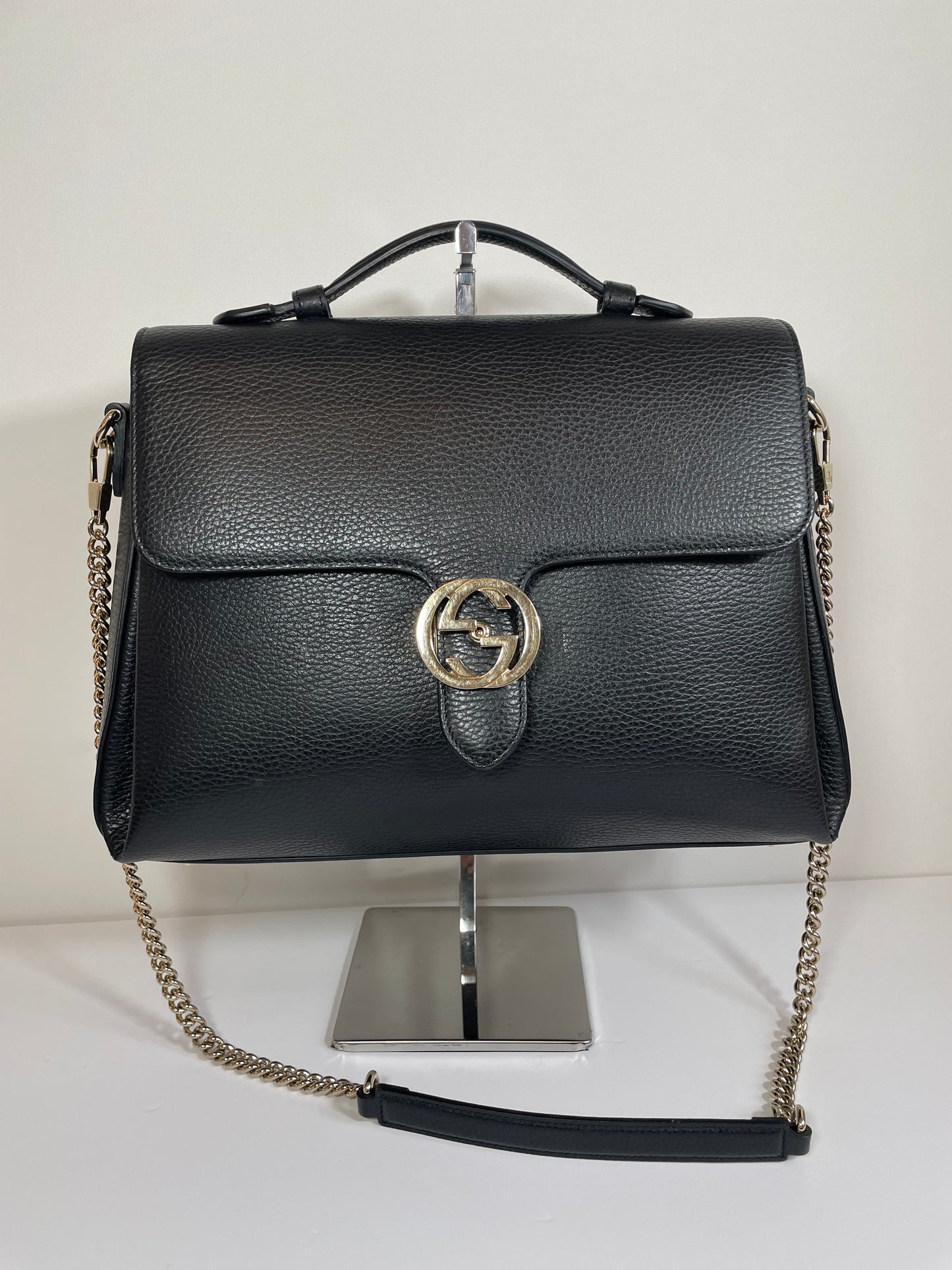 Preloved Gucci Dollar Interlocking Top Handled Shoulder Bag, Large