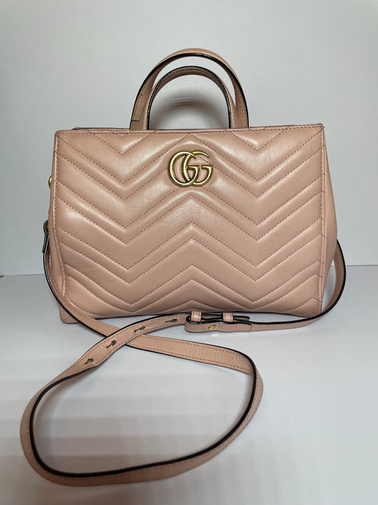 Preloved Gucci Quilted Marmont Top Handle Tote Bag, Small