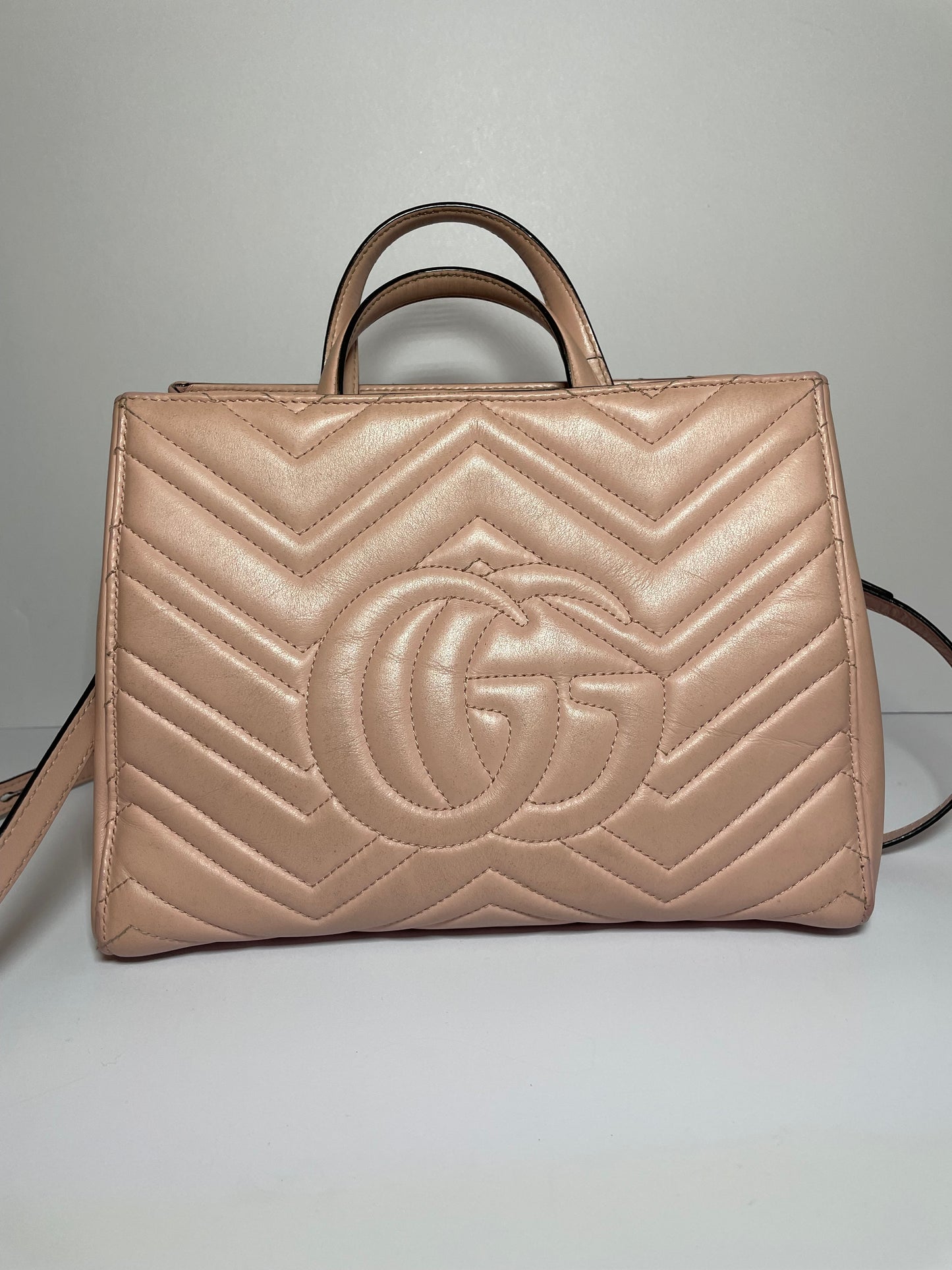 Preloved Gucci Quilted Marmont Top Handle Tote Bag, Small