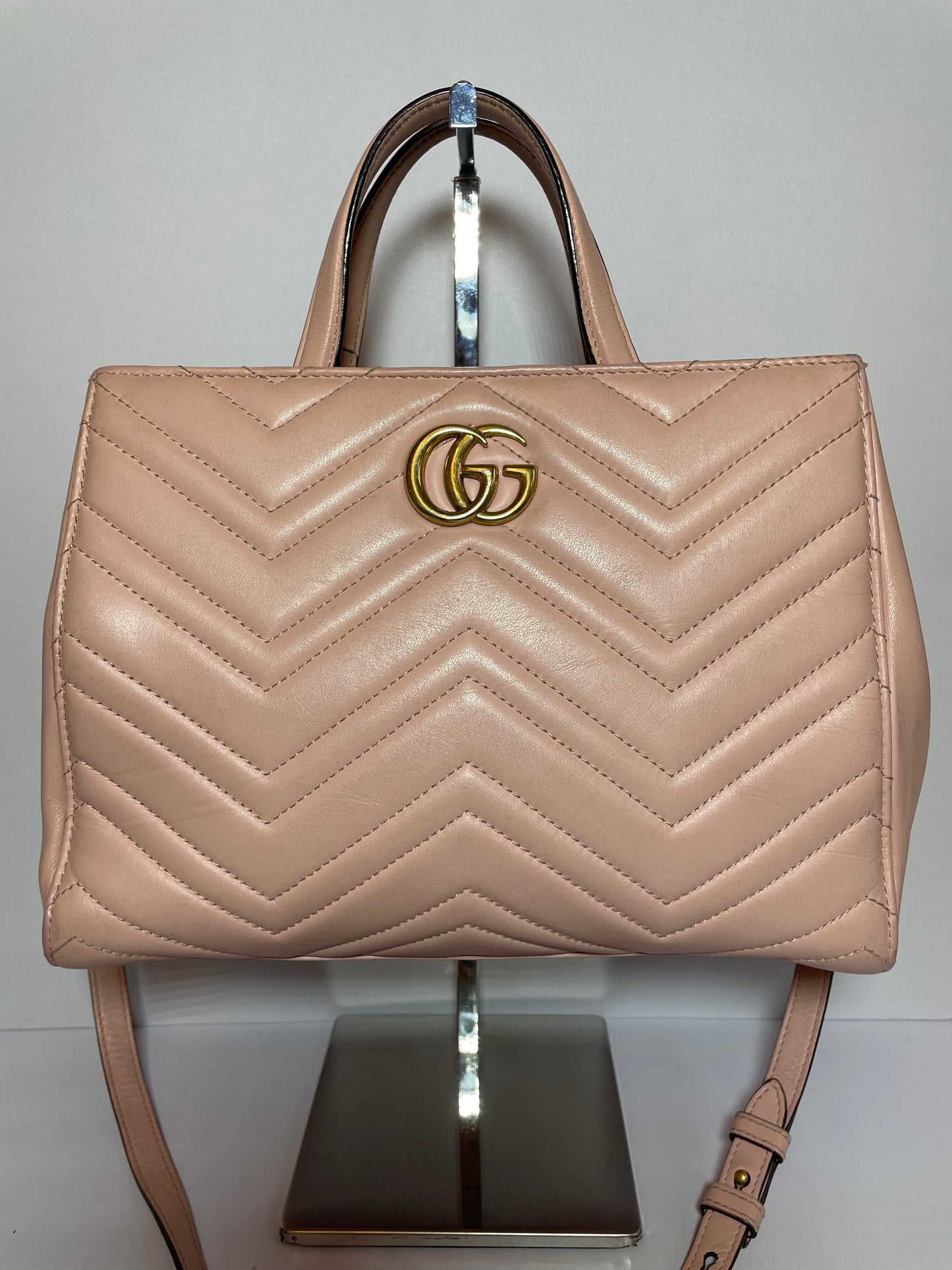 Preloved Gucci Quilted Marmont Top Handle Tote Bag, Small