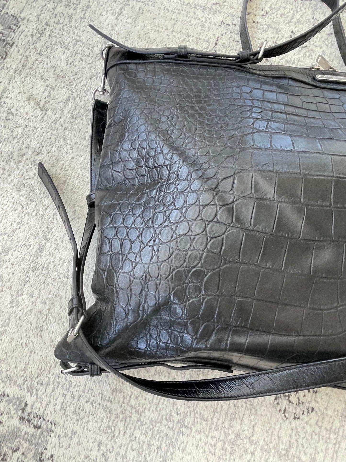 Preloved Saint Laurent Moc Croc Convertible ID Bag, Large