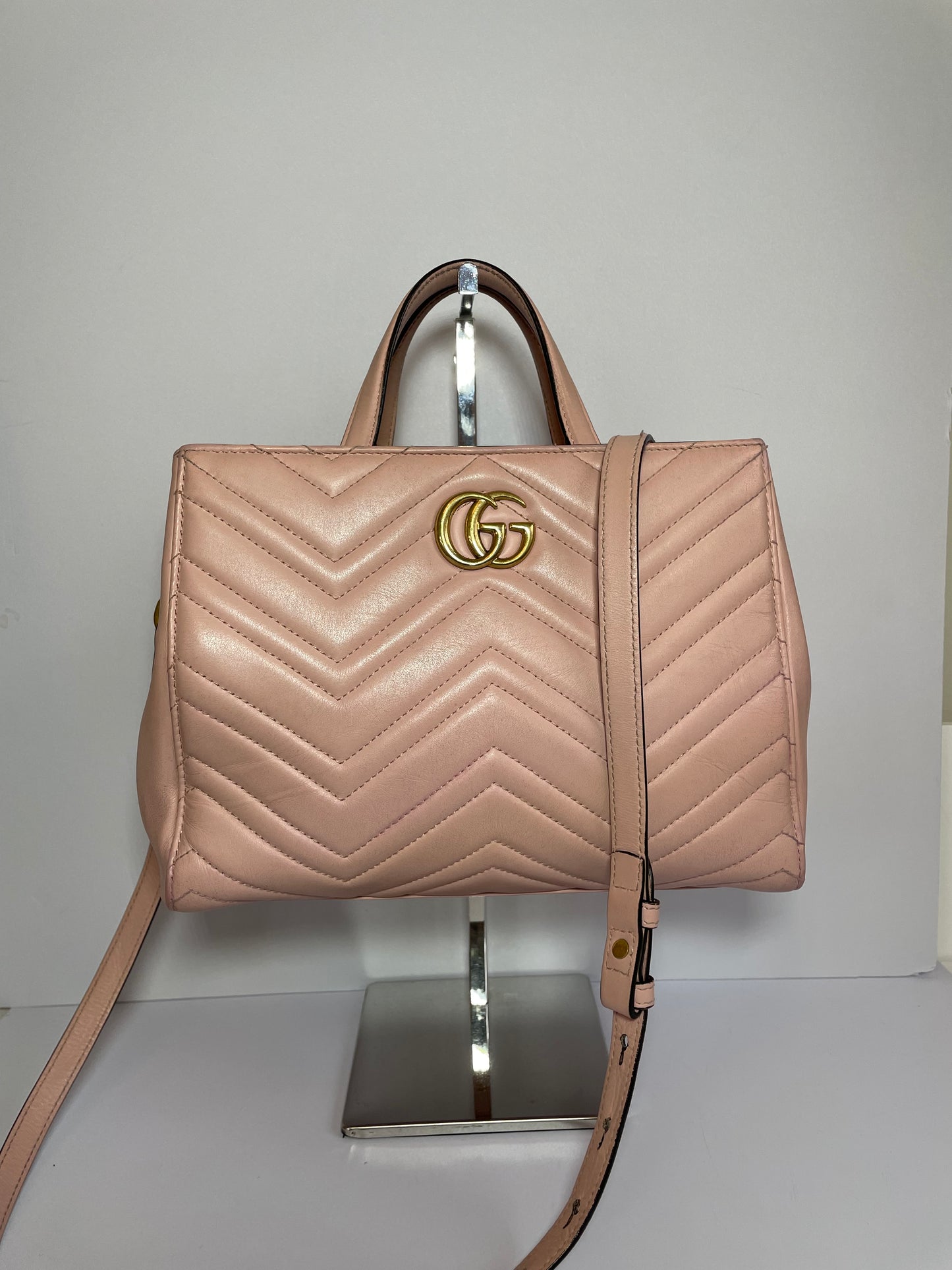 Preloved Gucci Quilted Marmont Top Handle Tote Bag, Small