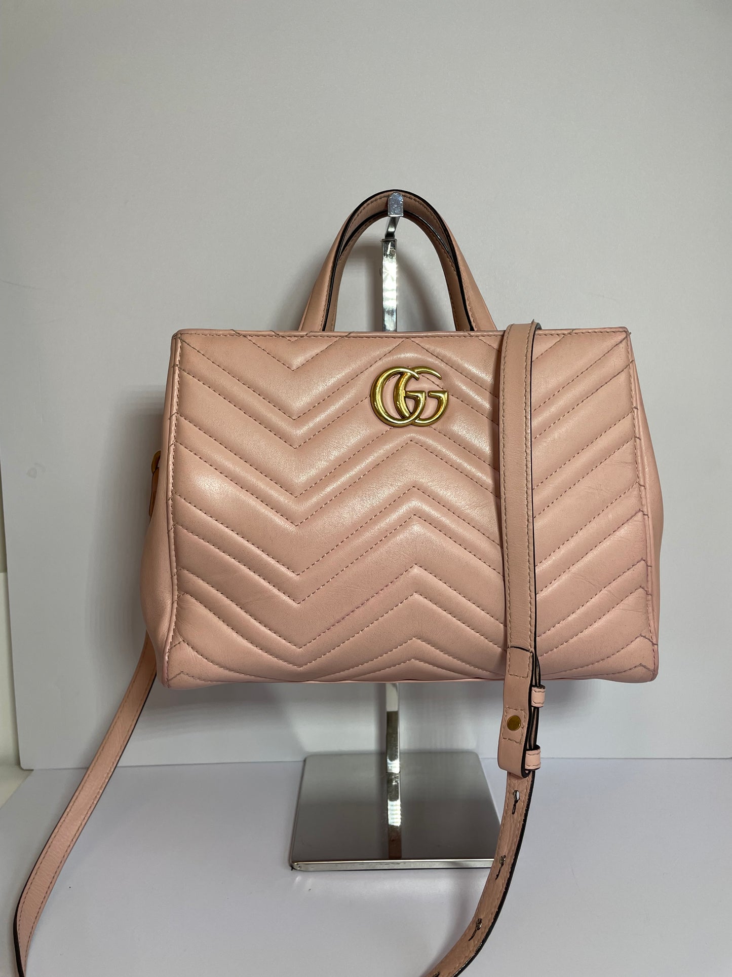 Preloved Gucci Quilted Marmont Top Handle Tote Bag, Small